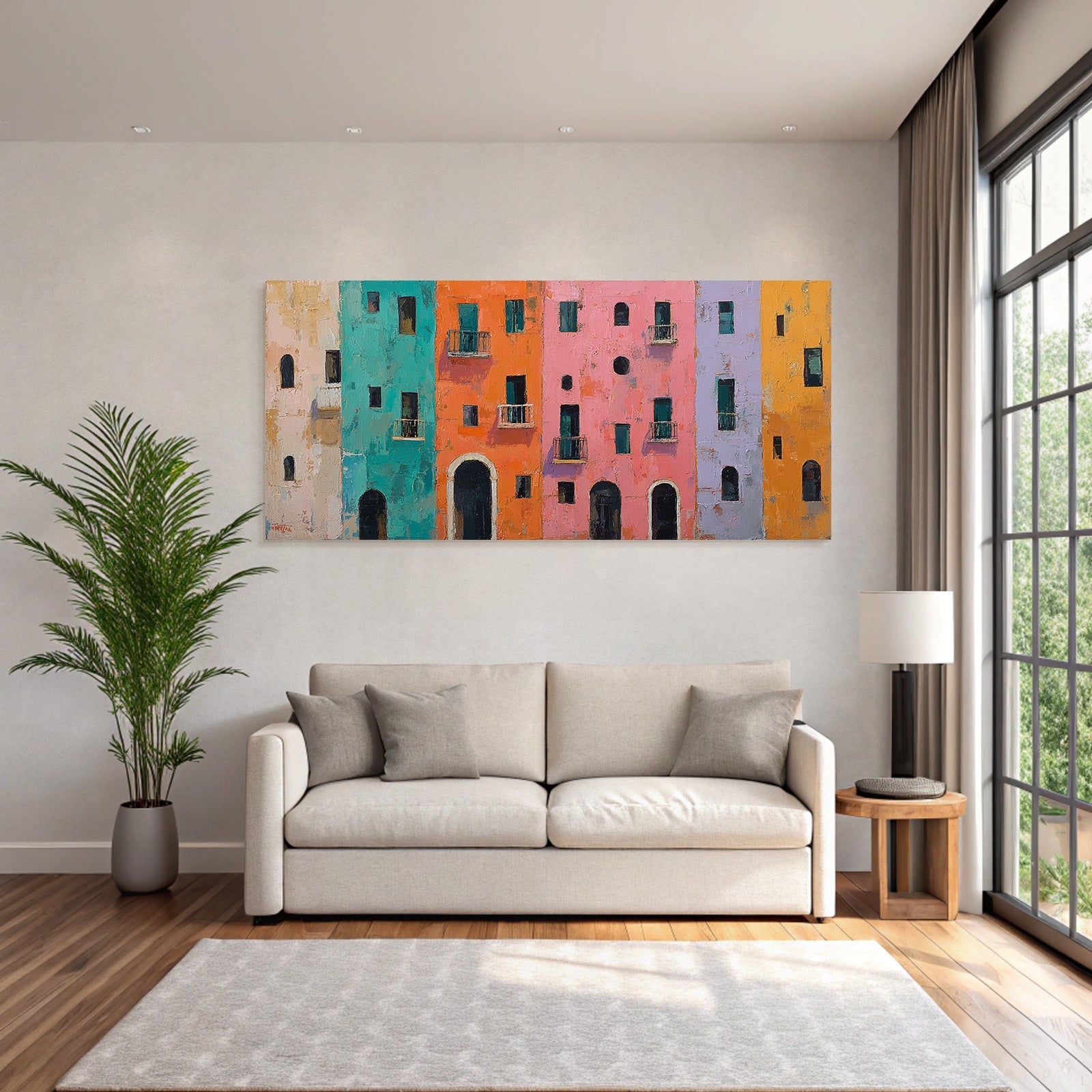 Colorful houses facades Impressionism