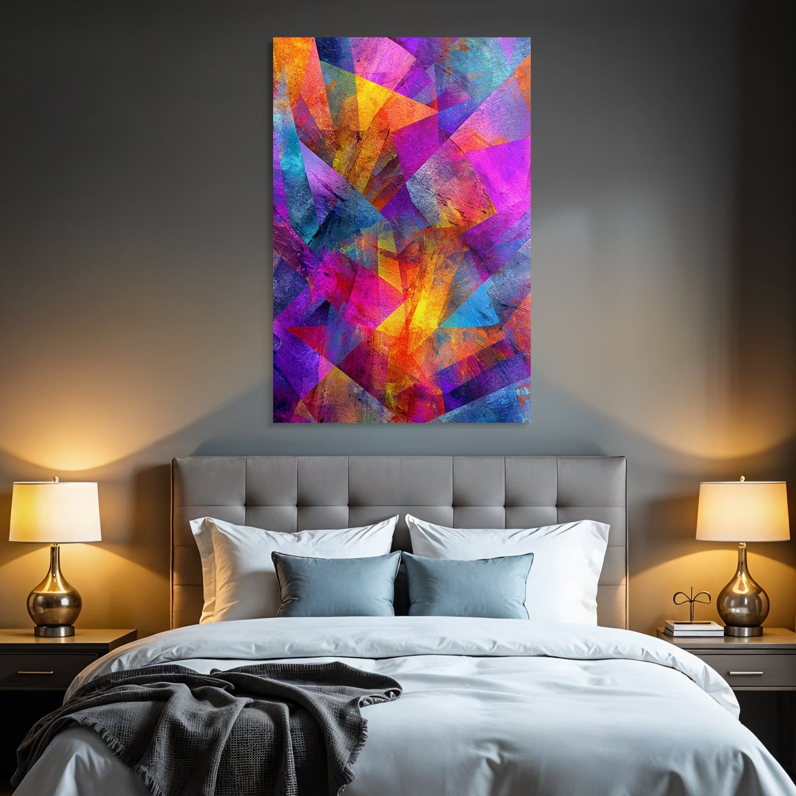Neon and pop colors abstract art with vibrant colors polygon pattern