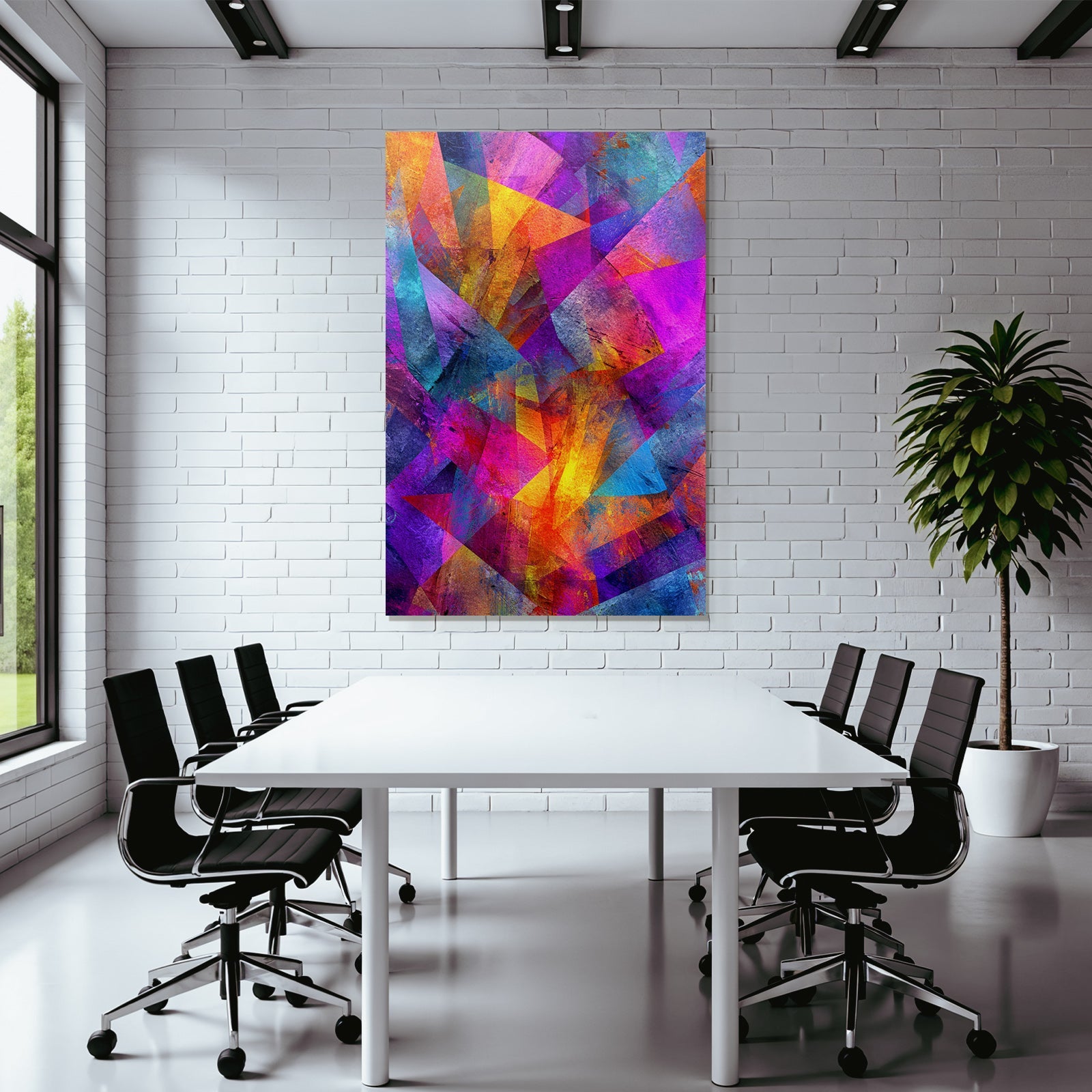 Neon and pop colors abstract art with vibrant colors polygon pattern