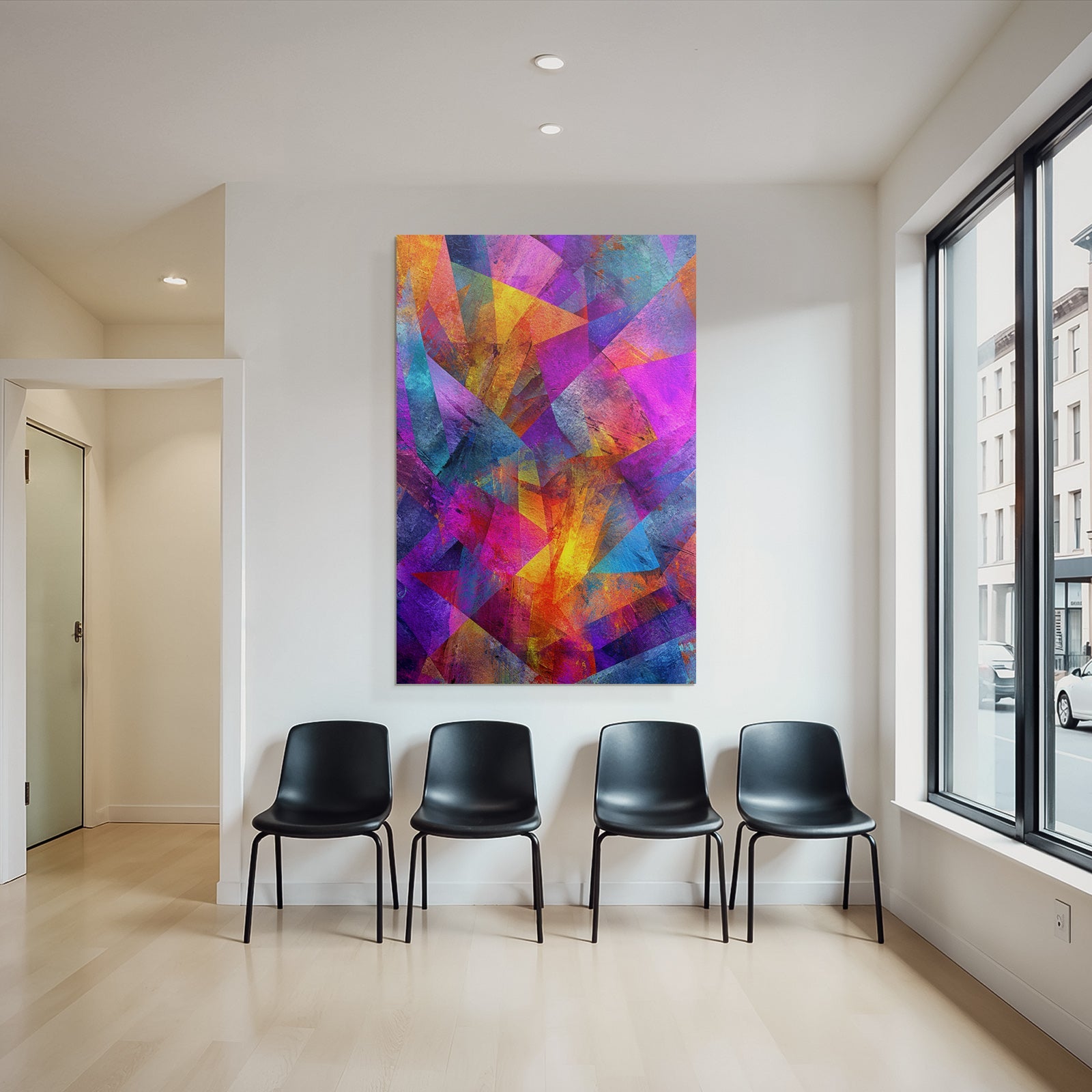 Neon and pop colors abstract art with vibrant colors polygon pattern