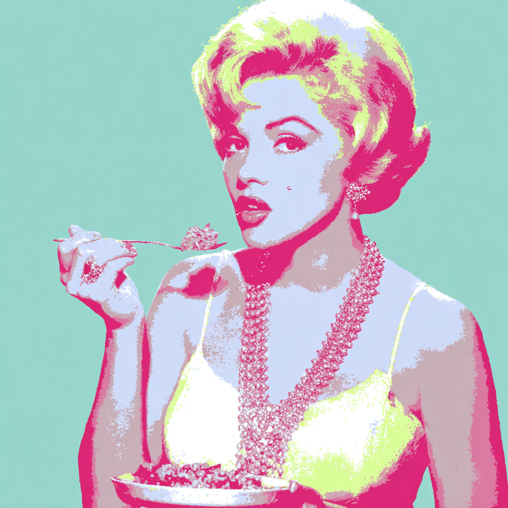 Neon Und Popfarben Glamour Und Indulgence Frau Mit Schale Und Löffel Pop Art | Neon und Popfarben | Farbenwelten