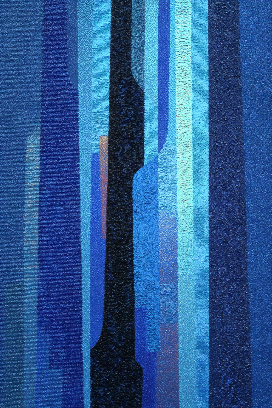 Blau Abstracte Malerei In Blau Und Schwarz Mit Vertikalen Linien | Petrol Maritim Delfter Blau | Farbenwelten