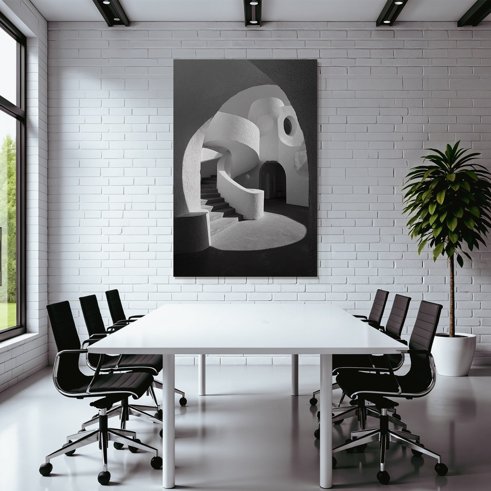 Modern Sculptural Architecture Interior Spiral Staircase Light Shadow