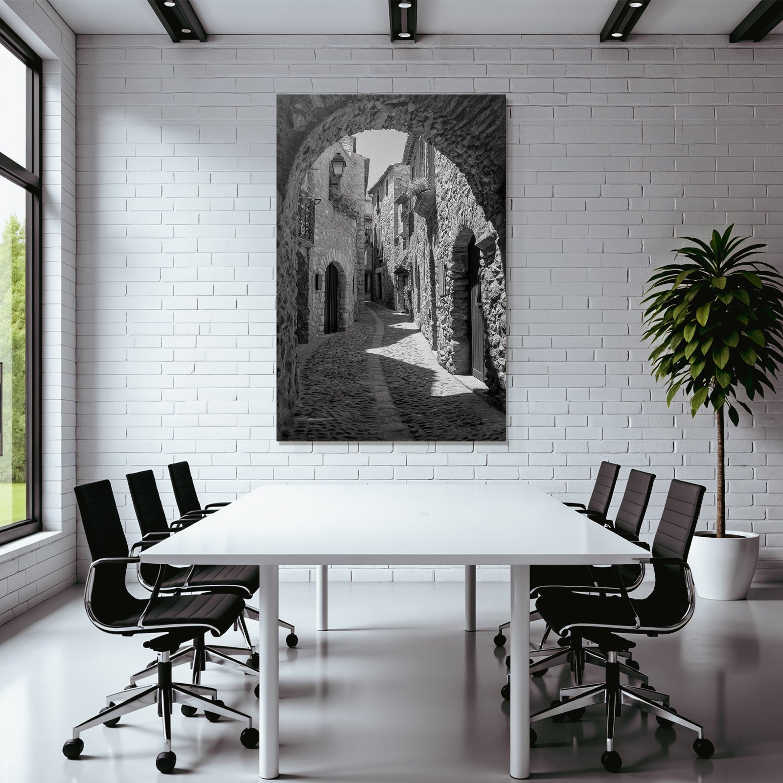 Schwarzes Und Weisses Foto Von Einer Altstadt Gasse In Steindorf