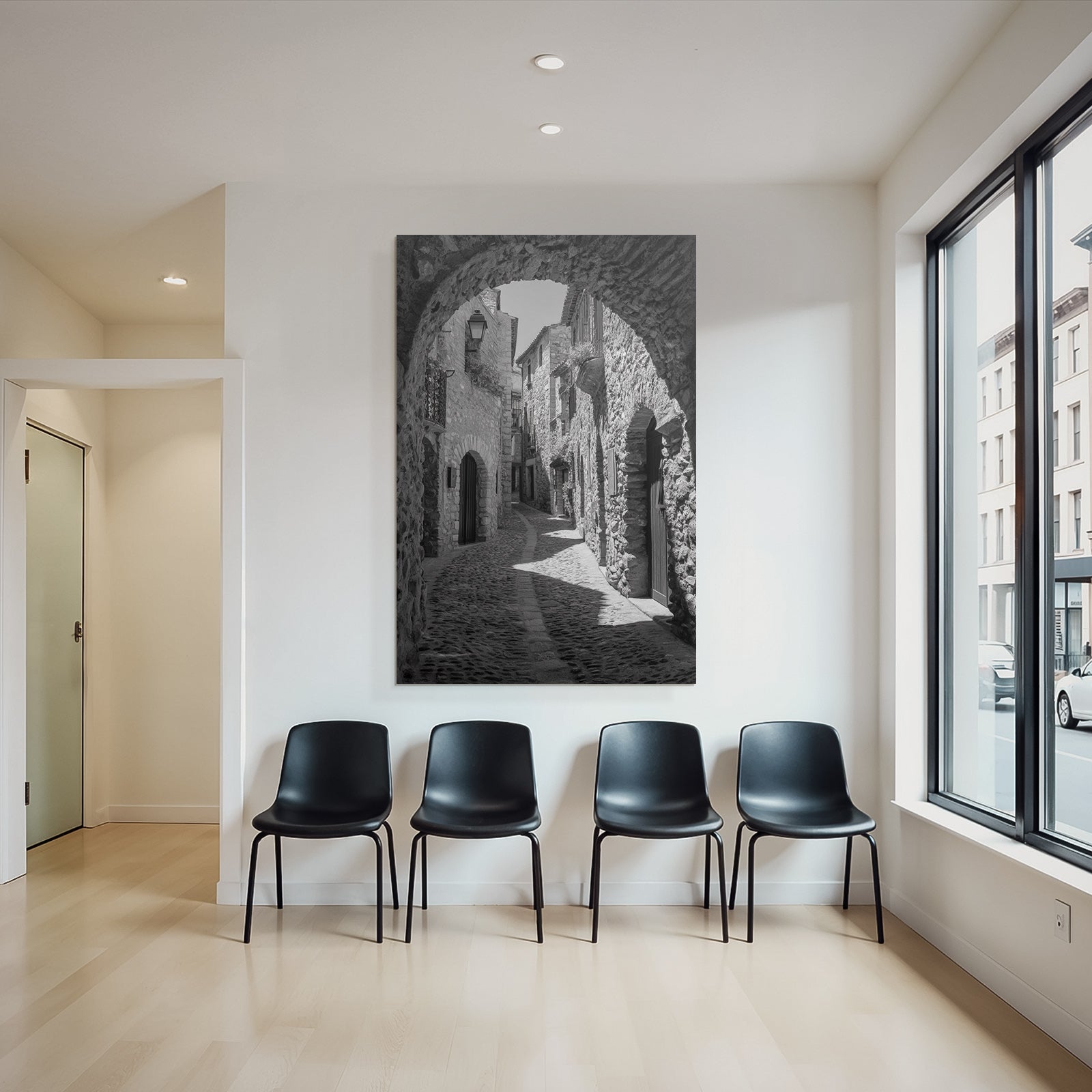 Schwarzes Und Weisses Foto Von Einer Altstadt Gasse In Steindorf