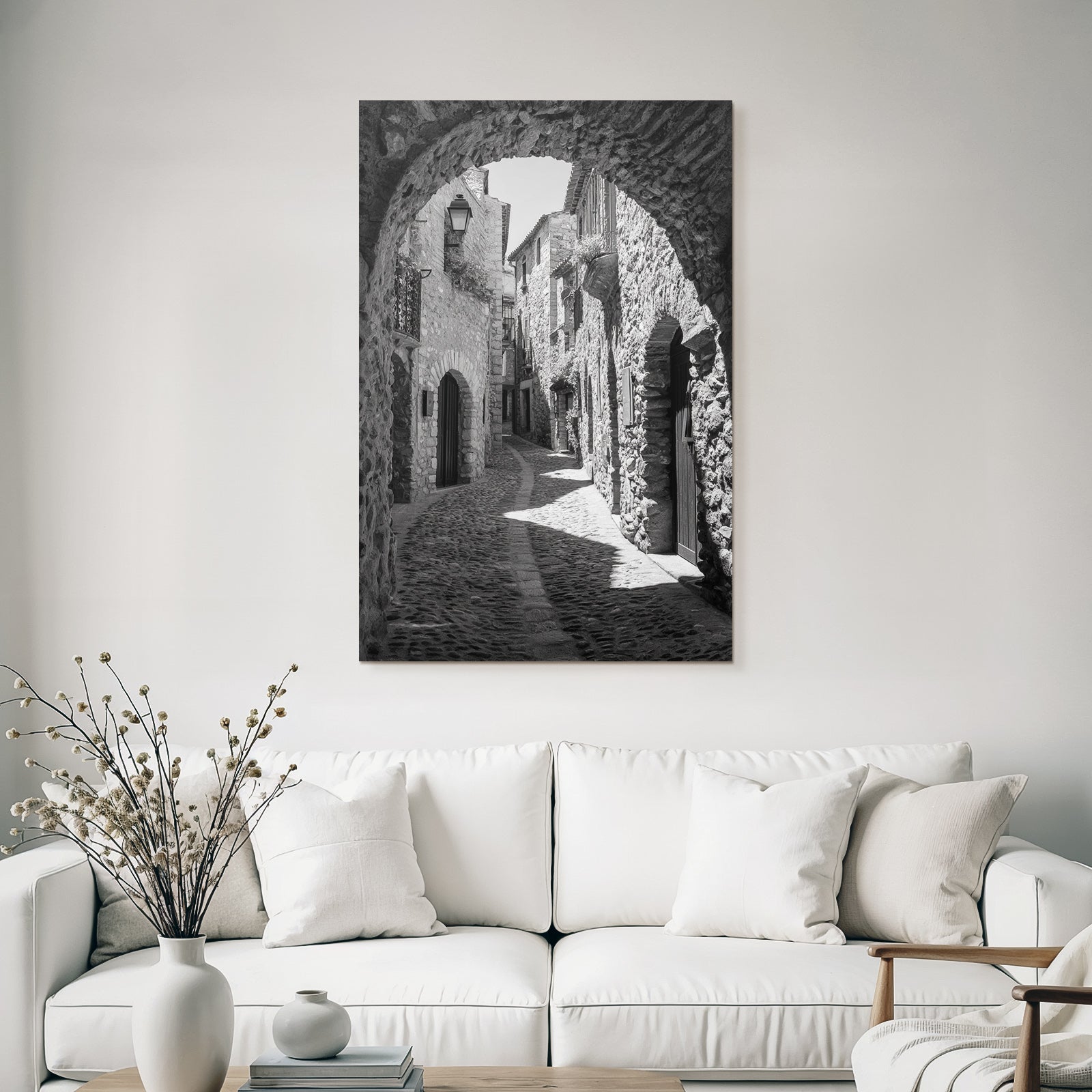 Schwarzes Und Weisses Foto Von Einer Altstadt Gasse In Steindorf