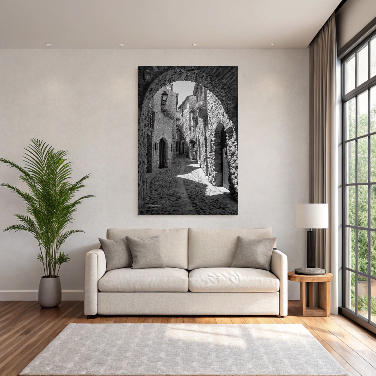 Schwarzes Und Weisses Foto Von Einer Altstadt Gasse In Steindorf