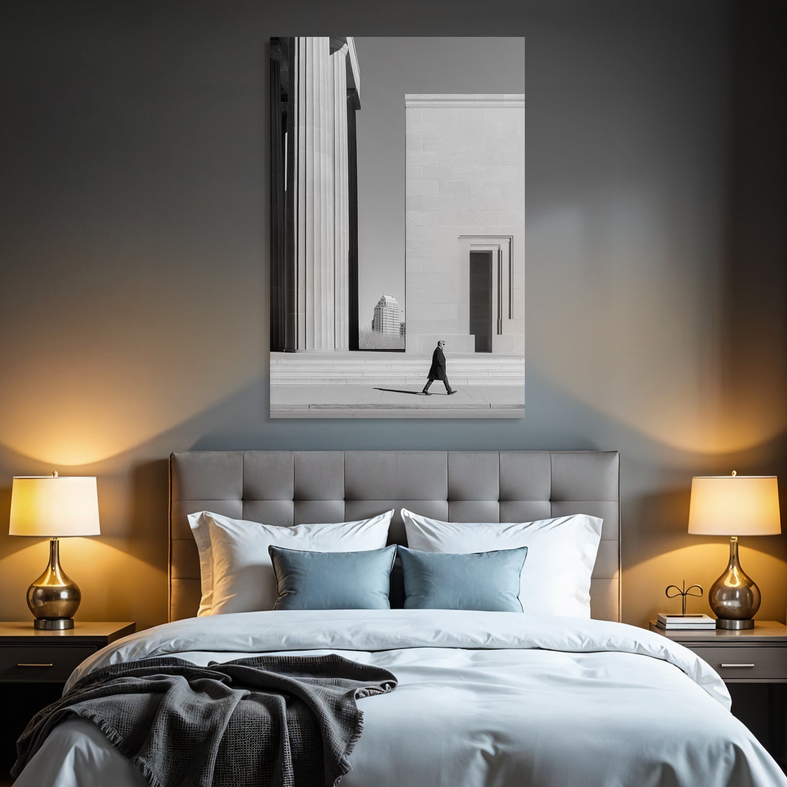 Cityscape Modern Architecture Man In White And Black