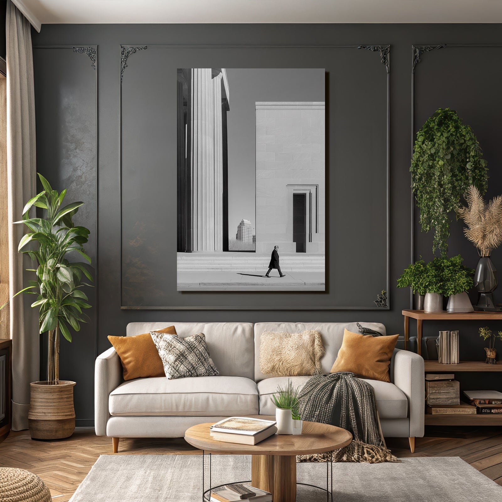 Cityscape Modern Architecture Man In White And Black