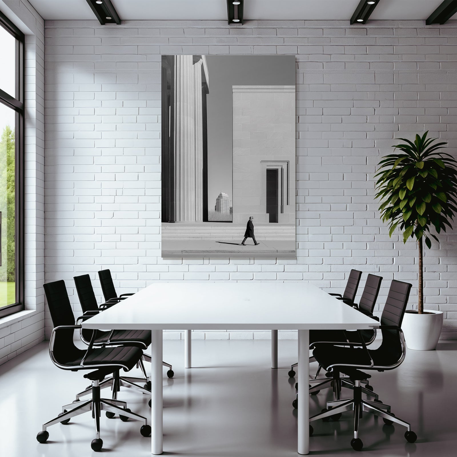 Cityscape Modern Architecture Man In White And Black