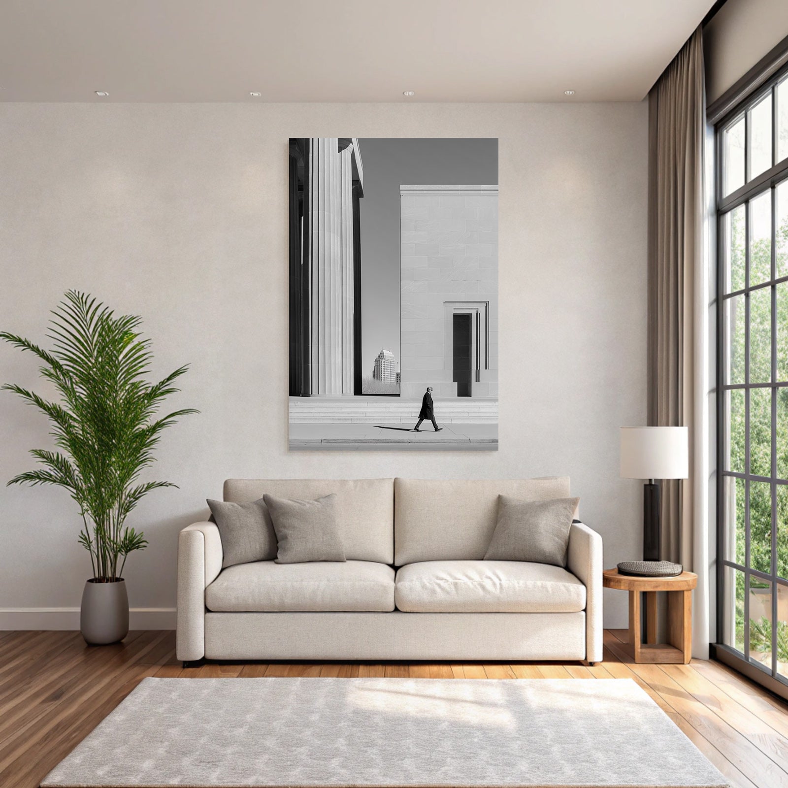 Cityscape Modern Architecture Man In White And Black