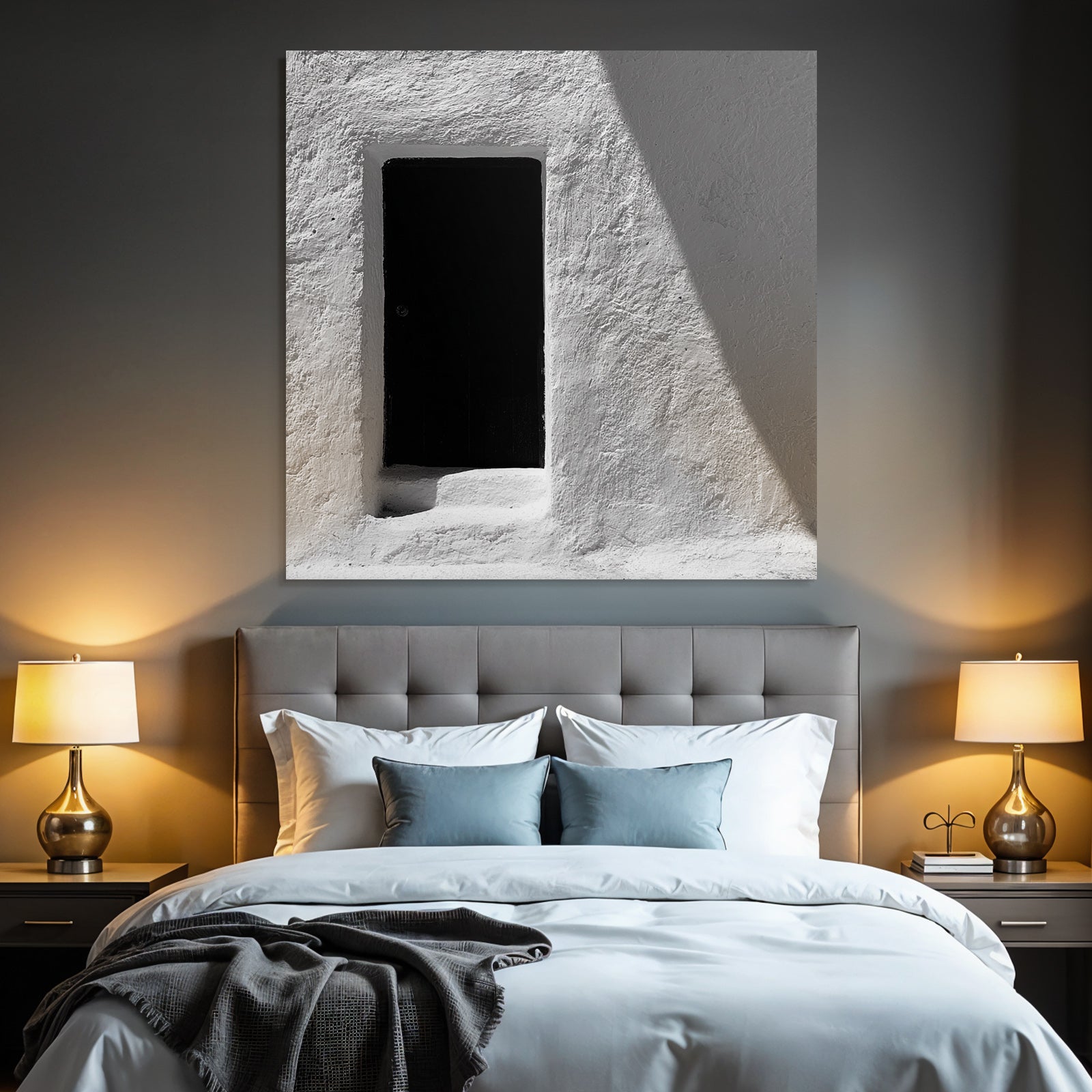 Schwarze Tür Weisse Wand Mit Schatten