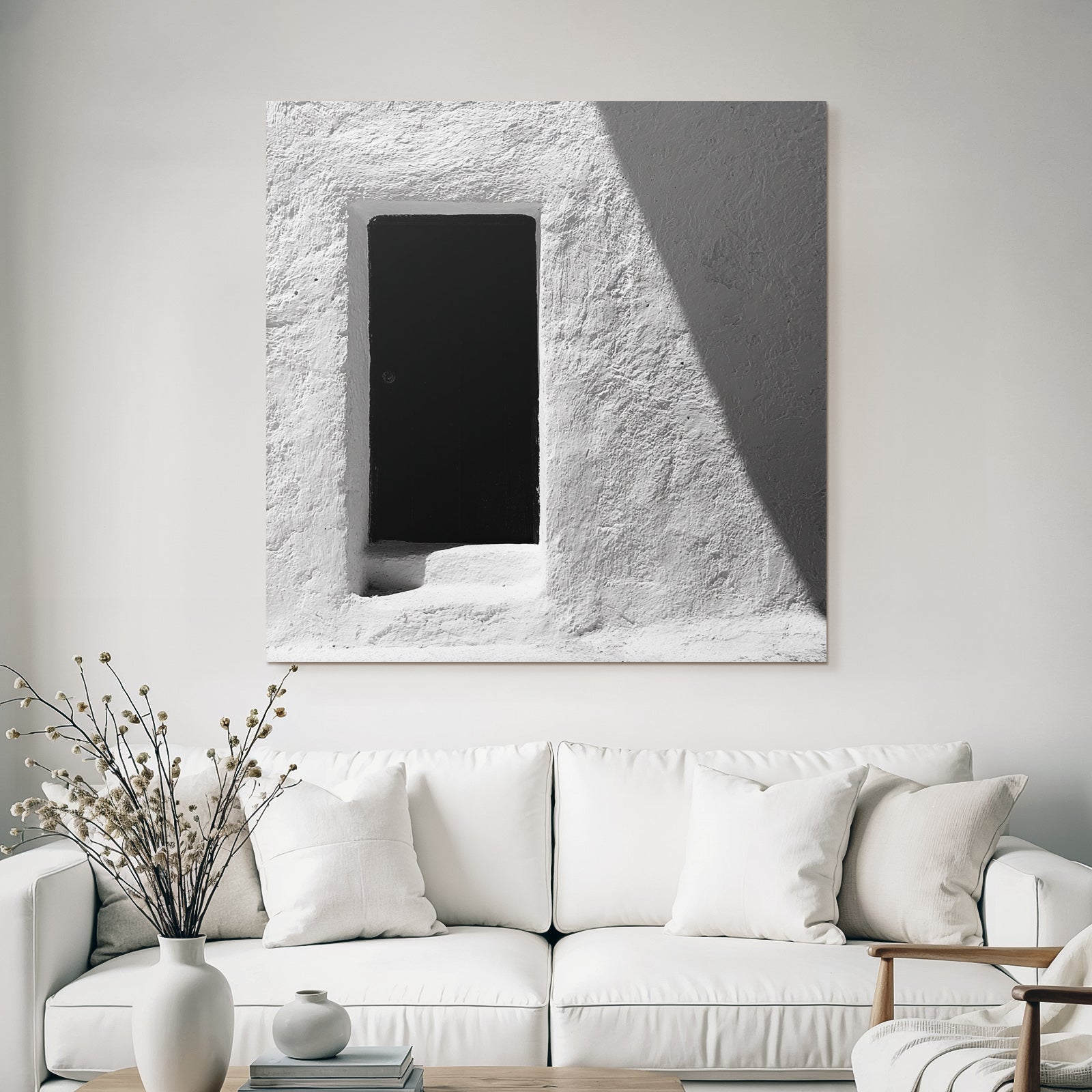 Schwarze Tür Weisse Wand Mit Schatten