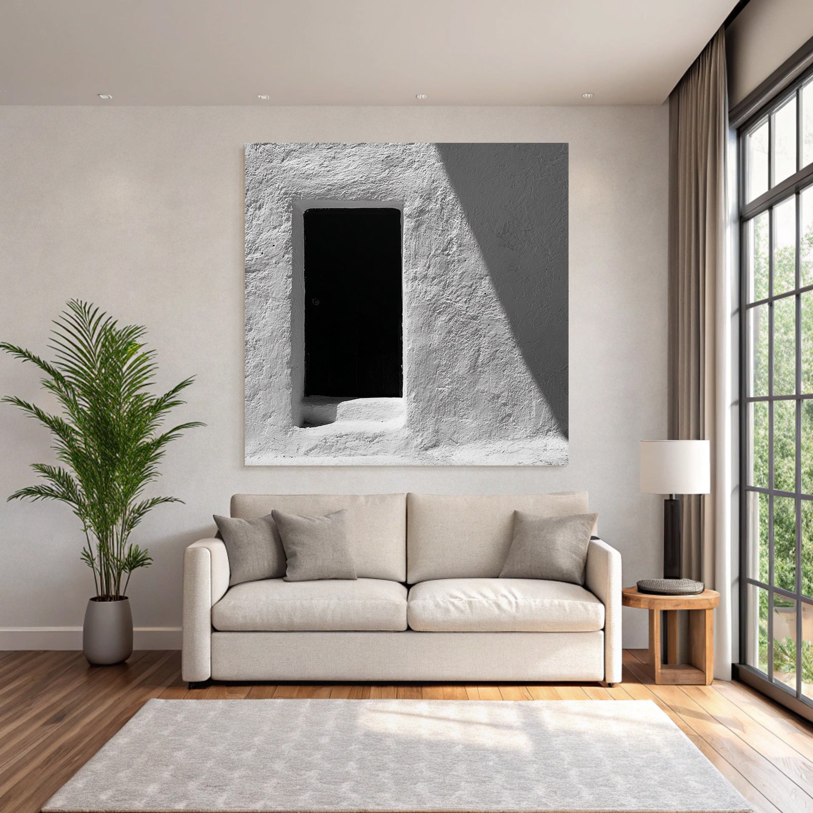 Schwarze Tür Weisse Wand Mit Schatten