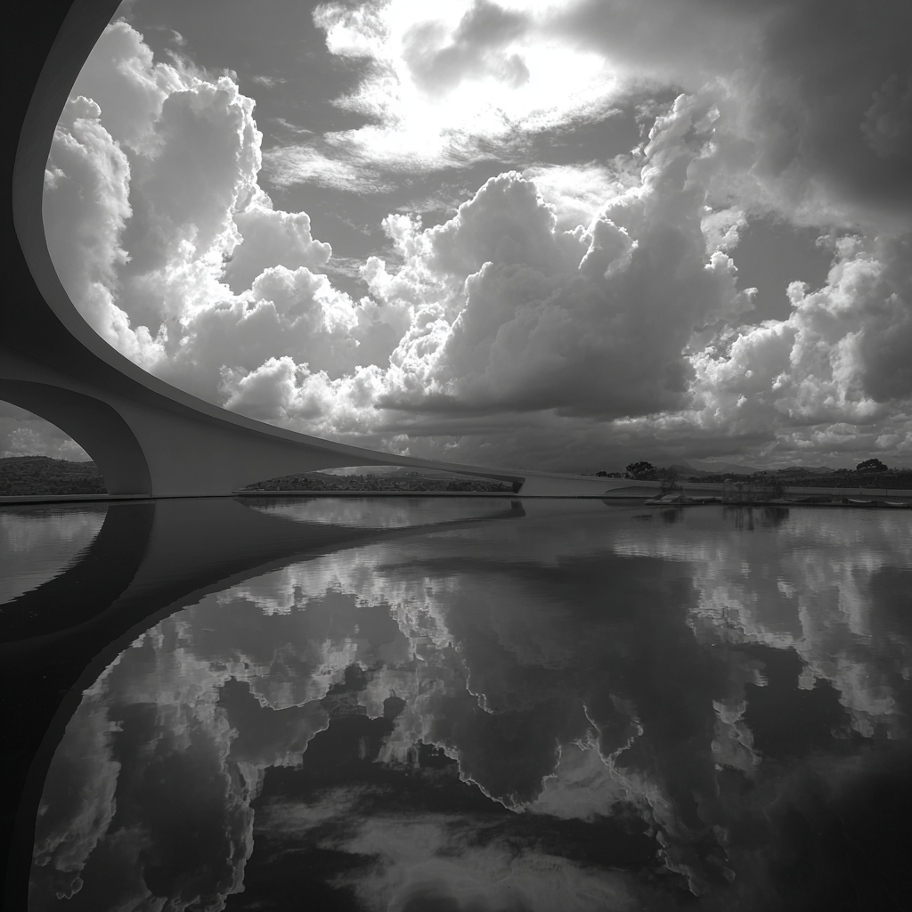 Schwarzlichter Lebenstruktur Wasser Reflektion Wolken | Schwarz Weiss | Farbenwelten