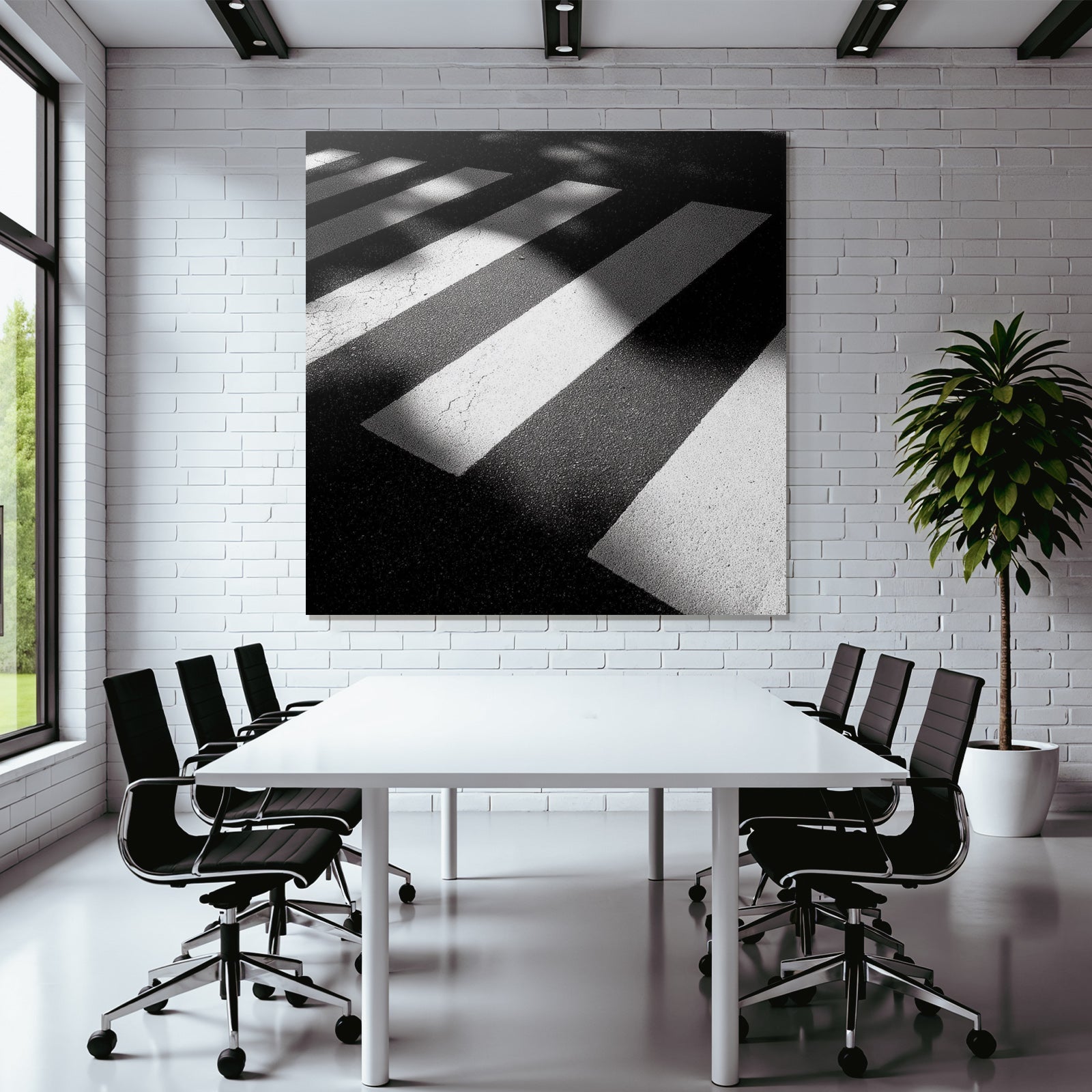 Schwarzweissfoto Von Einem Zebrastreifen