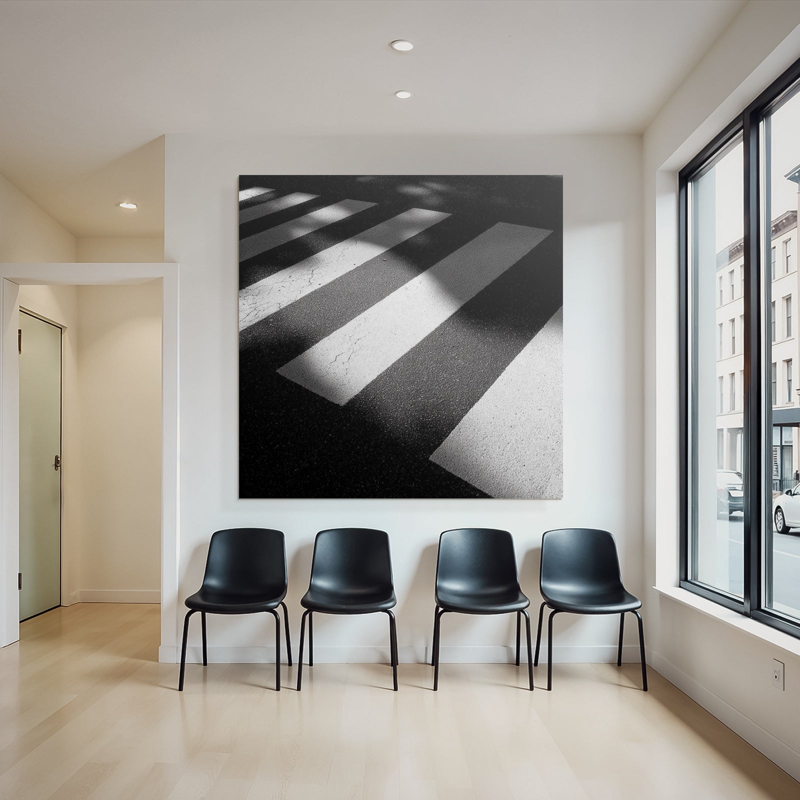 Schwarzweissfoto Von Einem Zebrastreifen