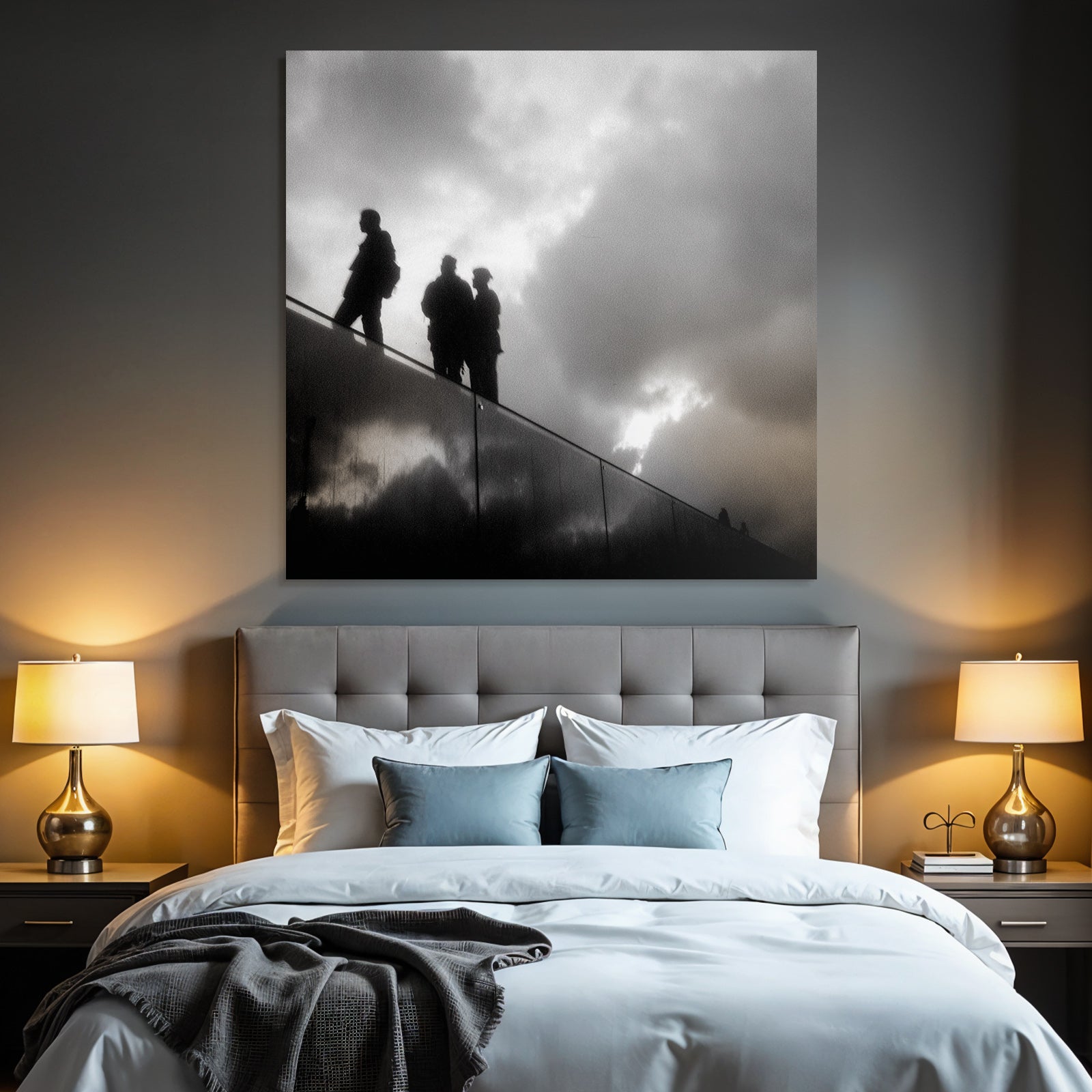 Silhoütten Von Menschen Auf Einer Erhöhten Fläche Mit Dramatischem Himmel