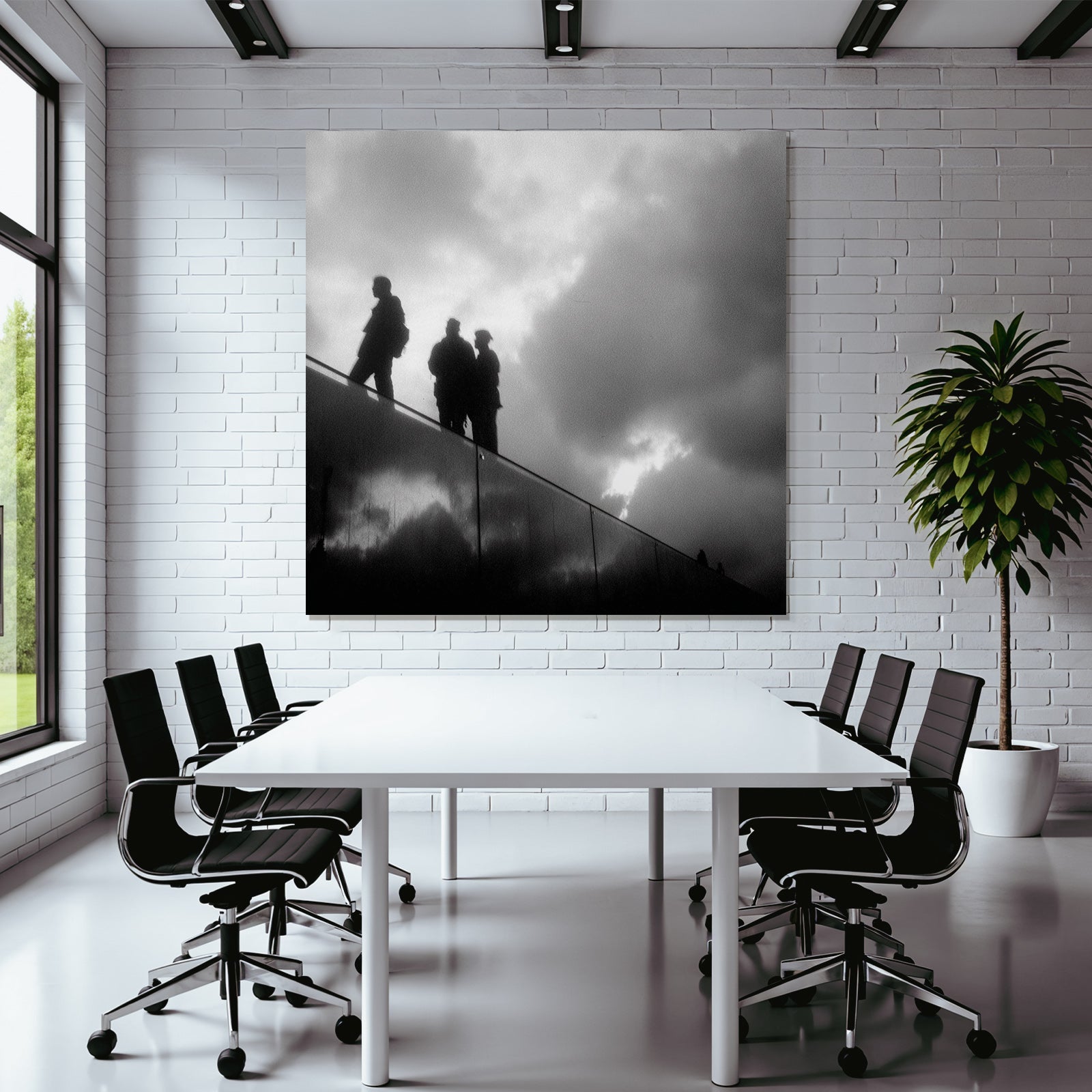 Silhoütten Von Menschen Auf Einer Erhöhten Fläche Mit Dramatischem Himmel