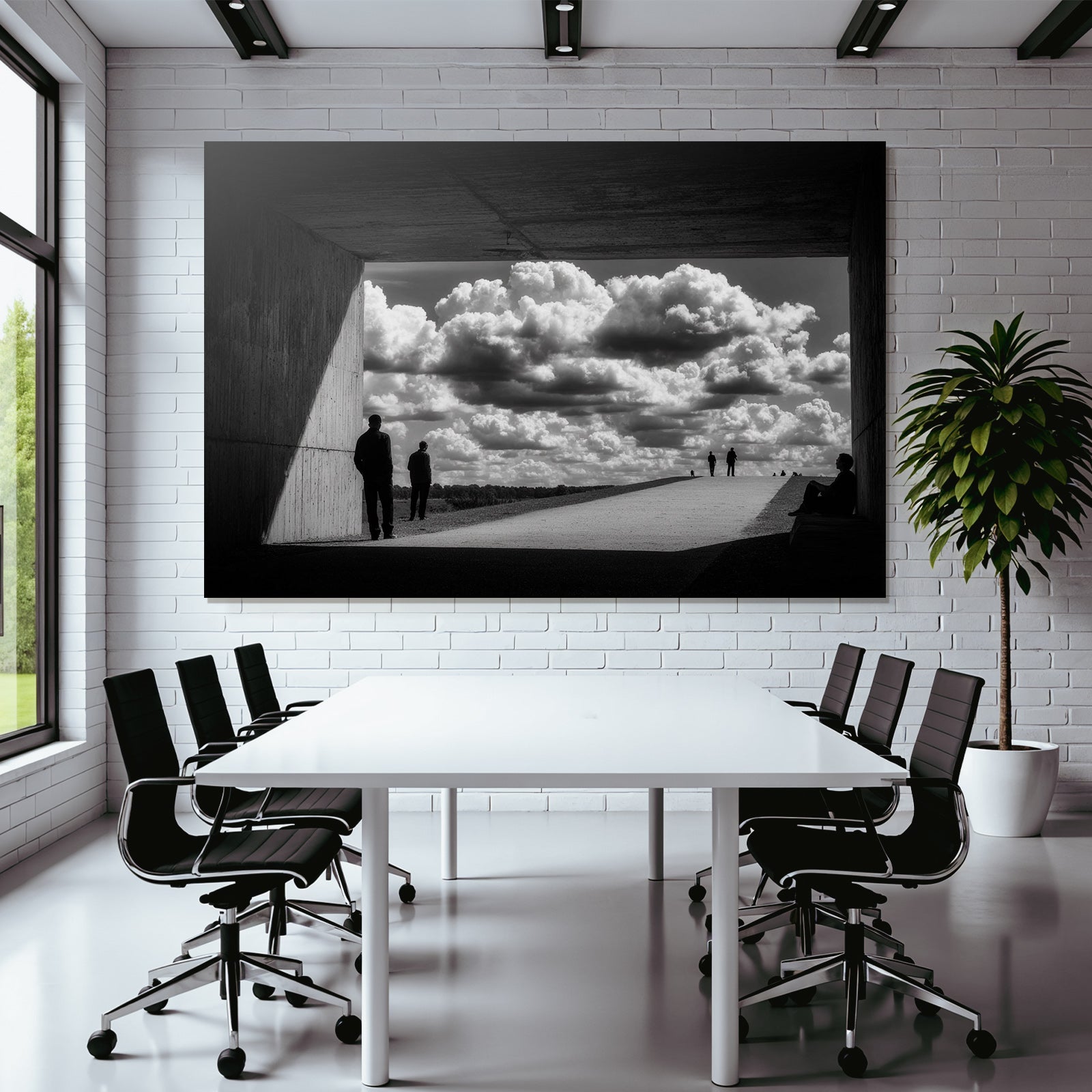 Schwarze Weiss Fotografie Figuren Silhoütte Himmel Wolken Architektur