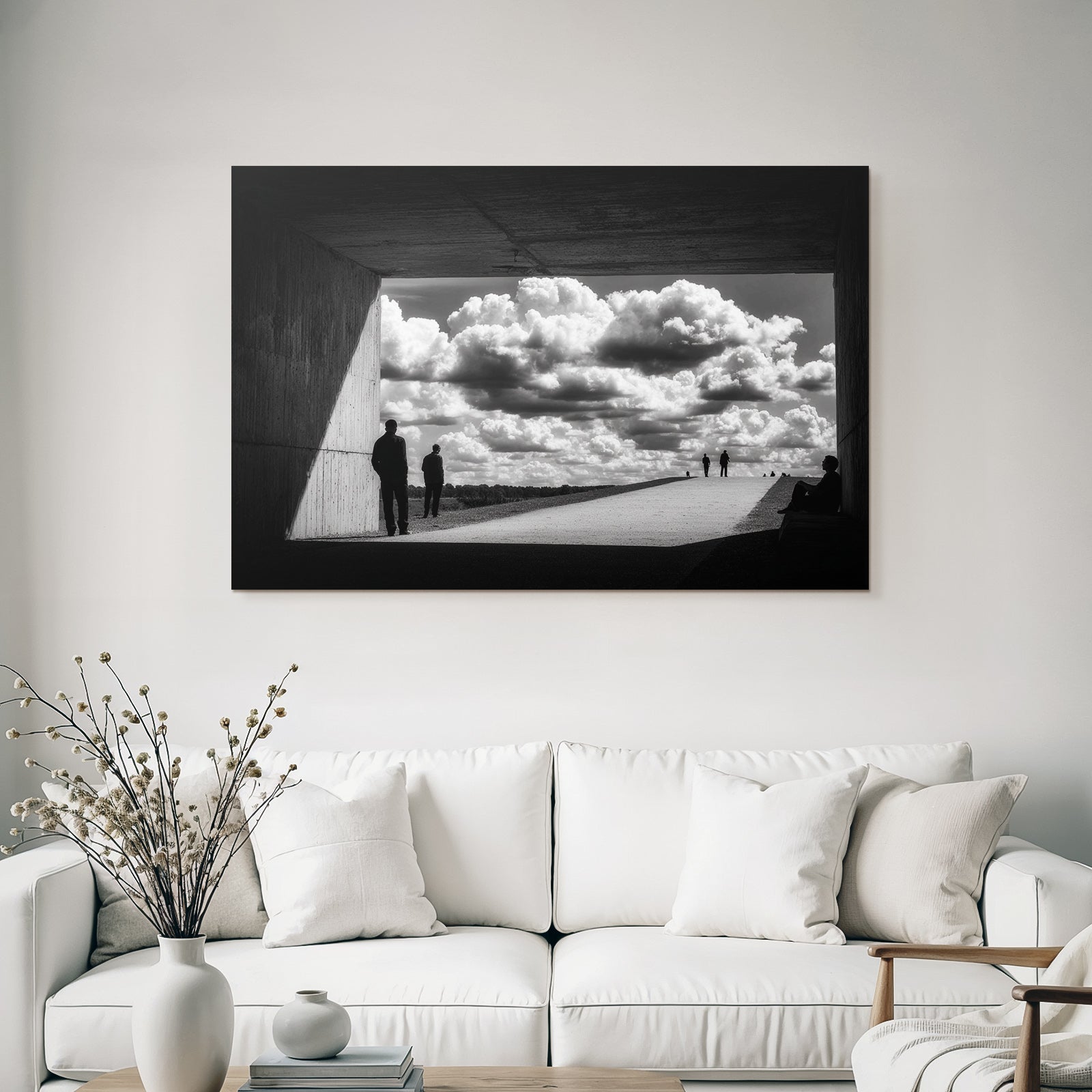 Schwarze Weiss Fotografie Figuren Silhoütte Himmel Wolken Architektur