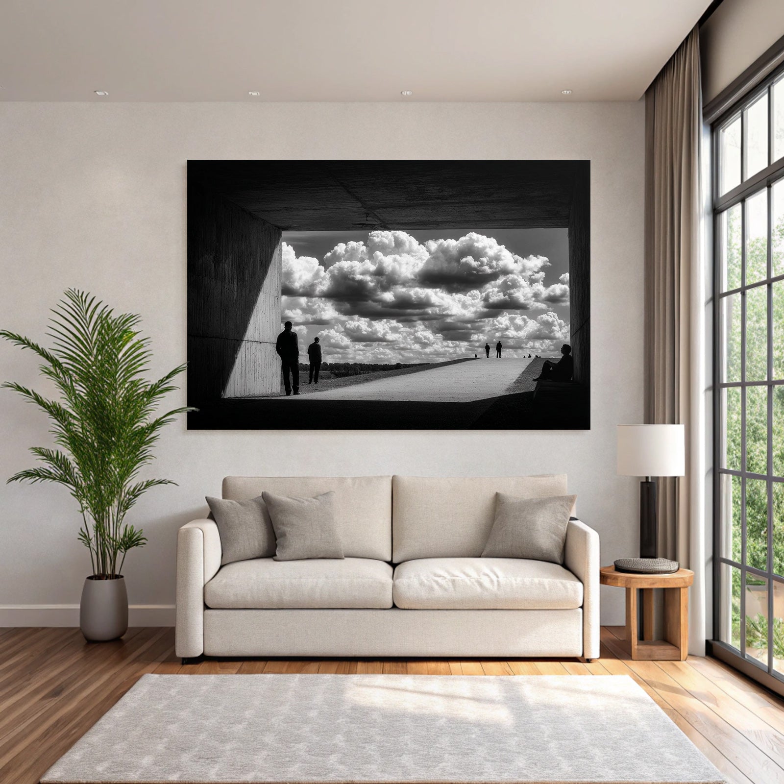 Schwarze Weiss Fotografie Figuren Silhoütte Himmel Wolken Architektur