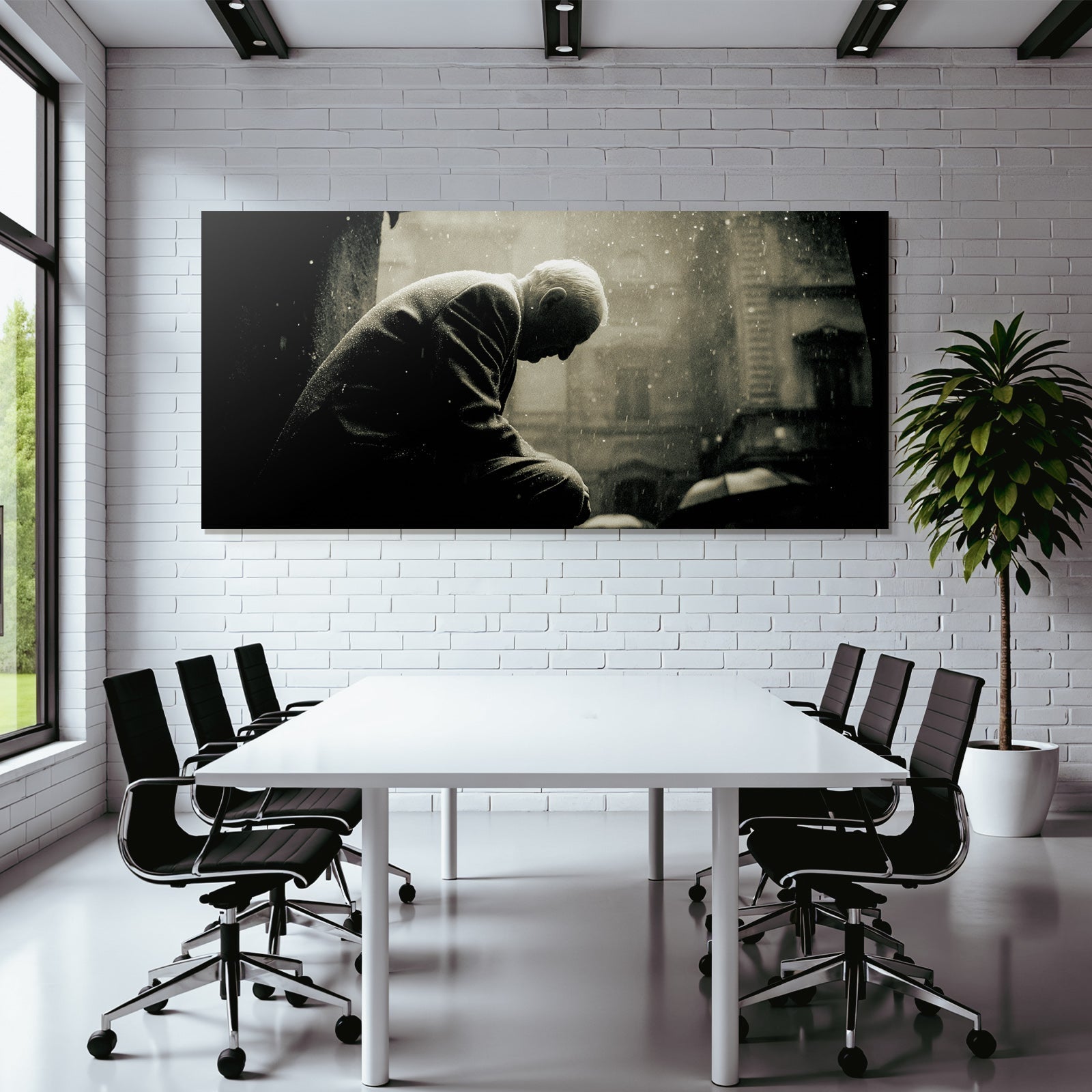 Somberer Moment Of Older Man In Rain Sw