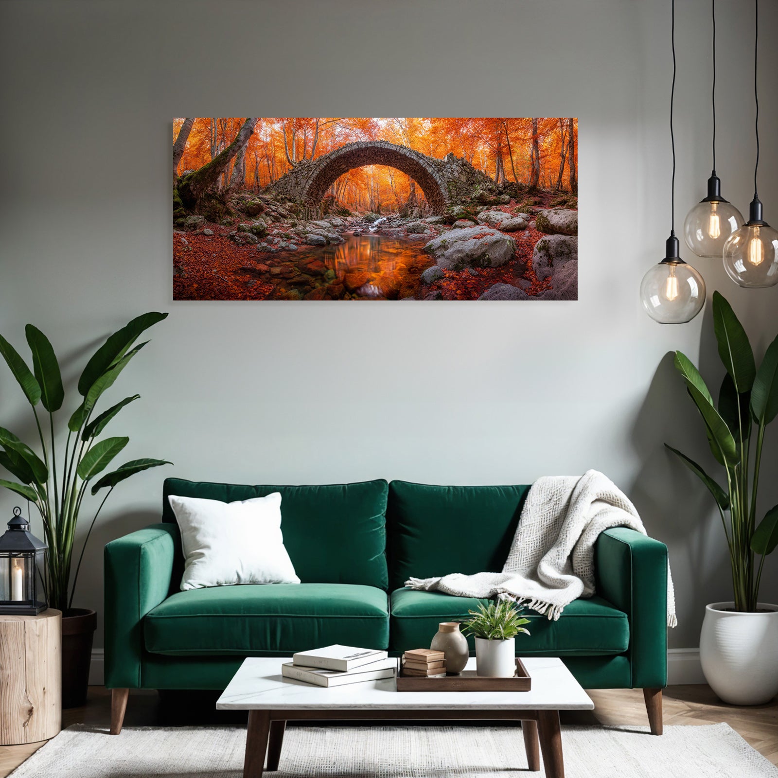 Stone Bridge In The Forest With Electricity