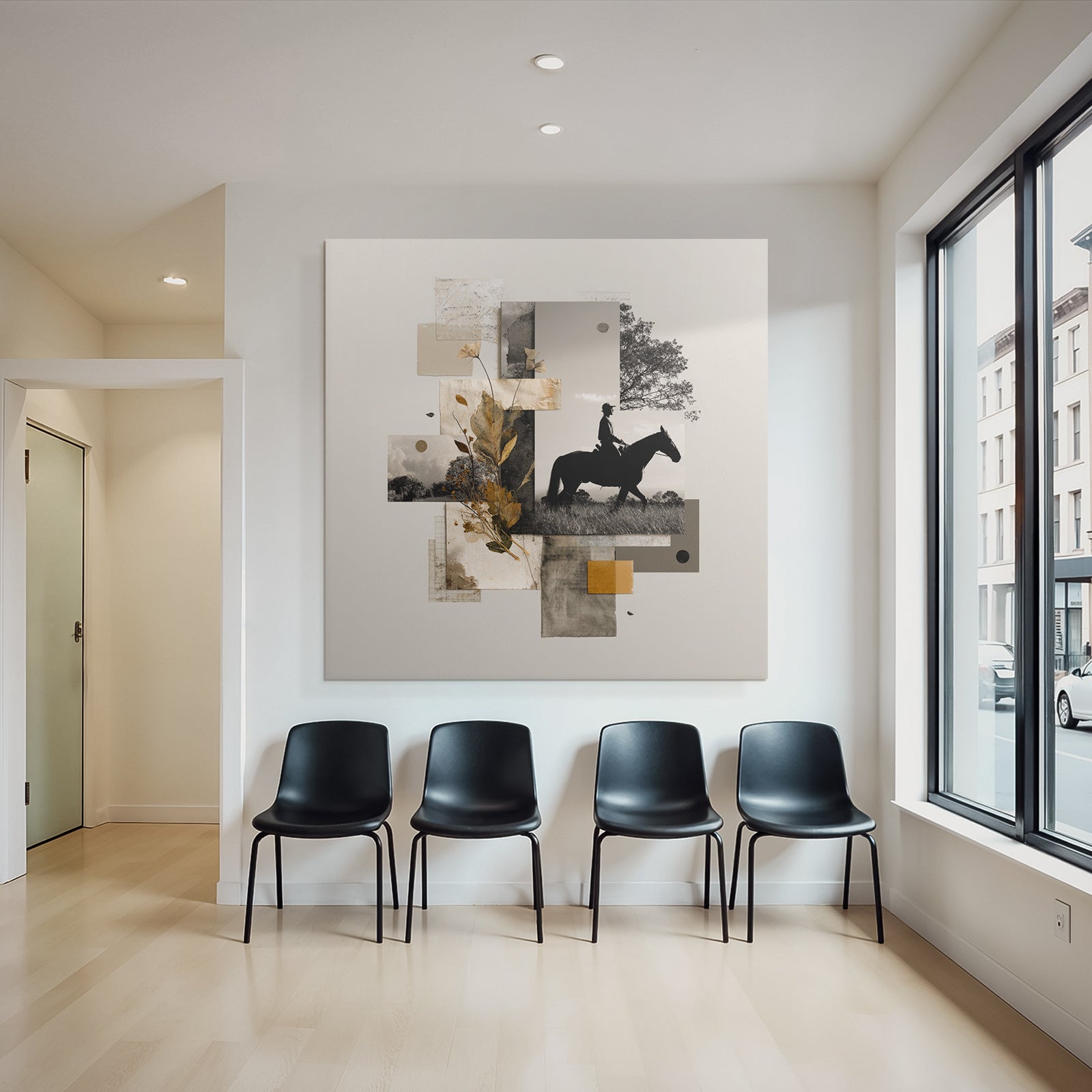 Silhouette Reitender Mensch Im Wald Collage Sepiatonen Rustikal