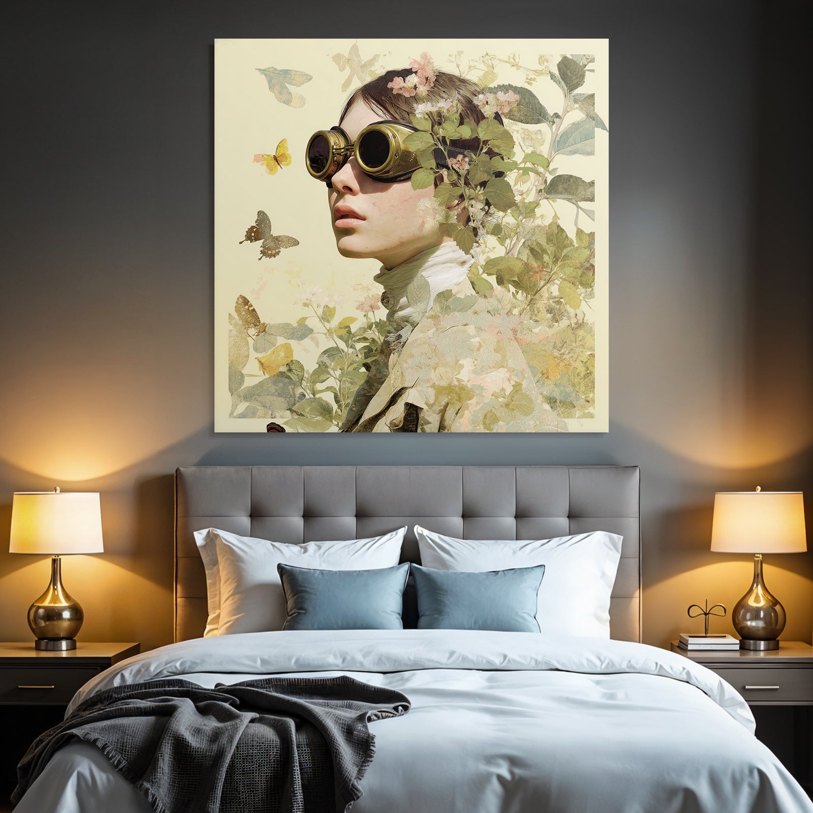 Steampunk Goggles Flowers and Butterflies Fantasy Art