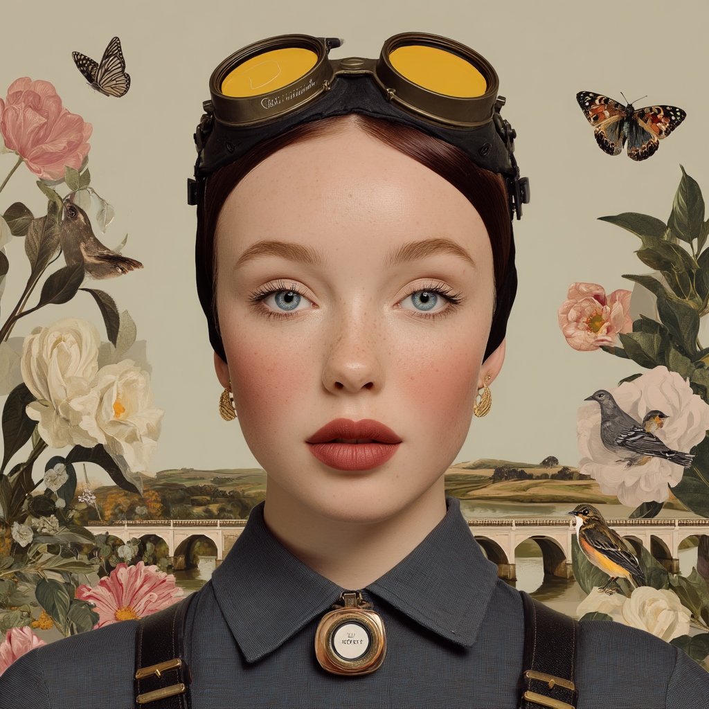 Stylisierte Portraet Mit Modischen Brillen Und Blumen Und Natur Elements | Digital Art | Kunstgattungen