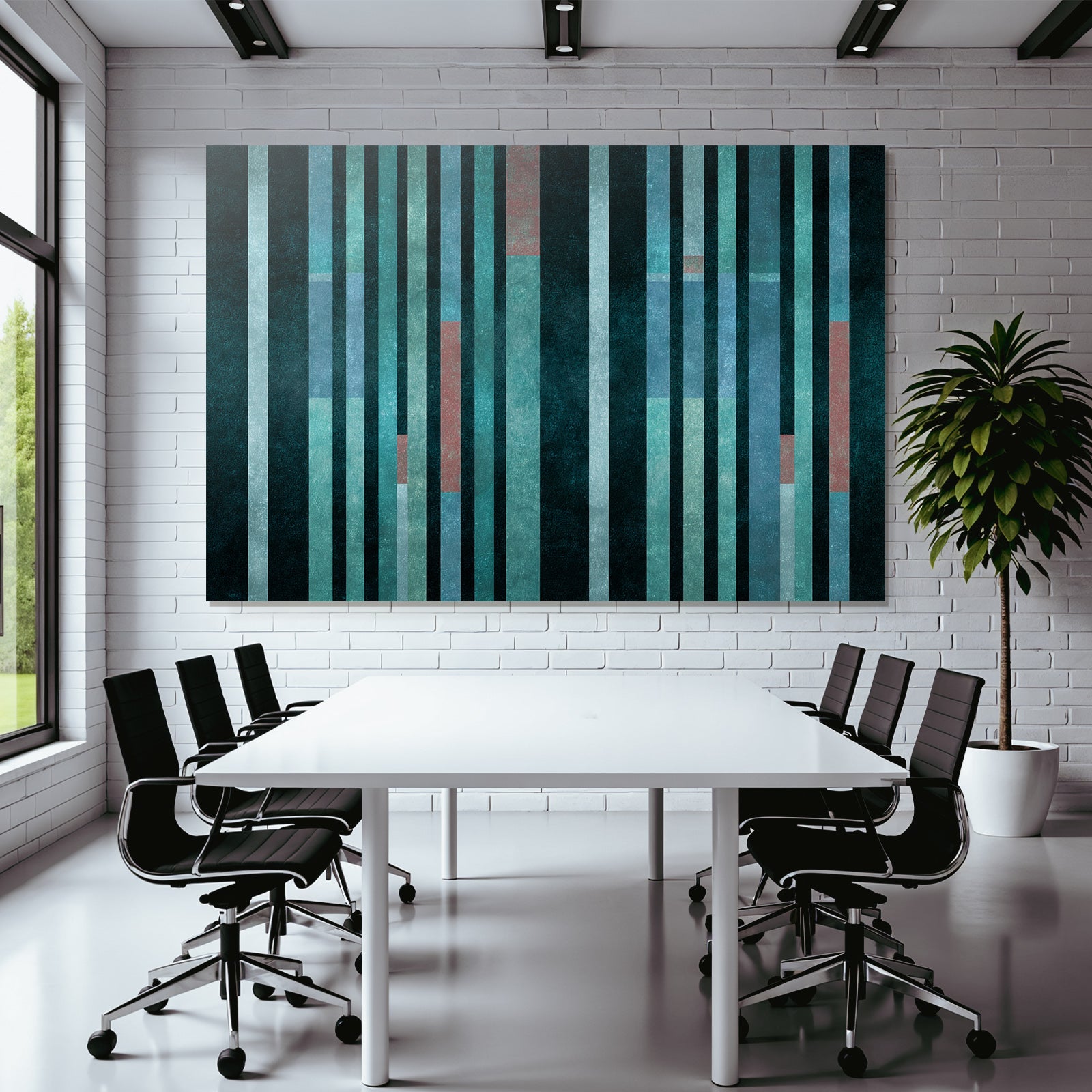 Abstract Art Vertical Stripes Teal Blue Dark Background