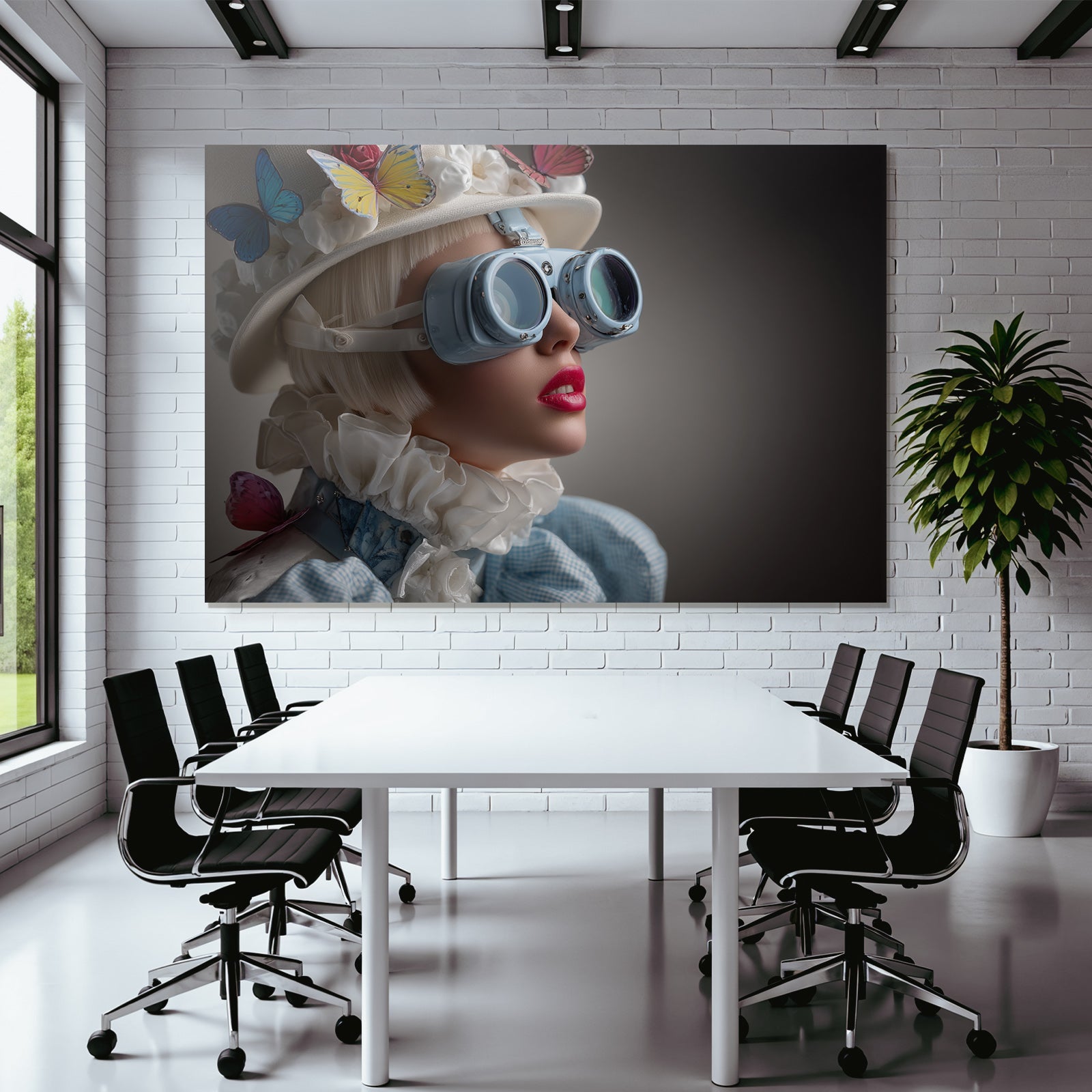 Stylisierte Portraet Mit Hut Und Goggles Fashion Accessoires