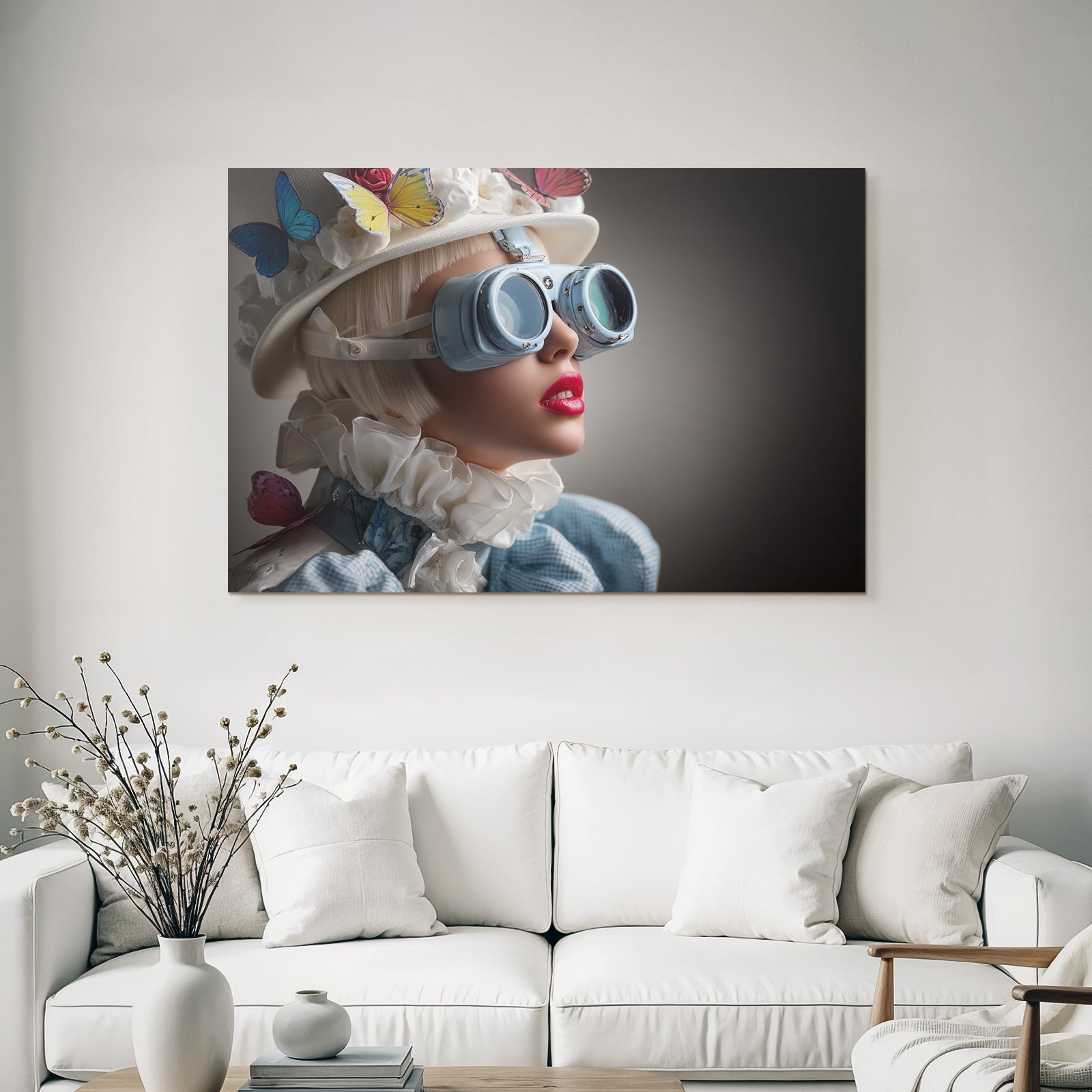 Stylisierte Portraet Mit Hut Und Goggles Fashion Accessoires