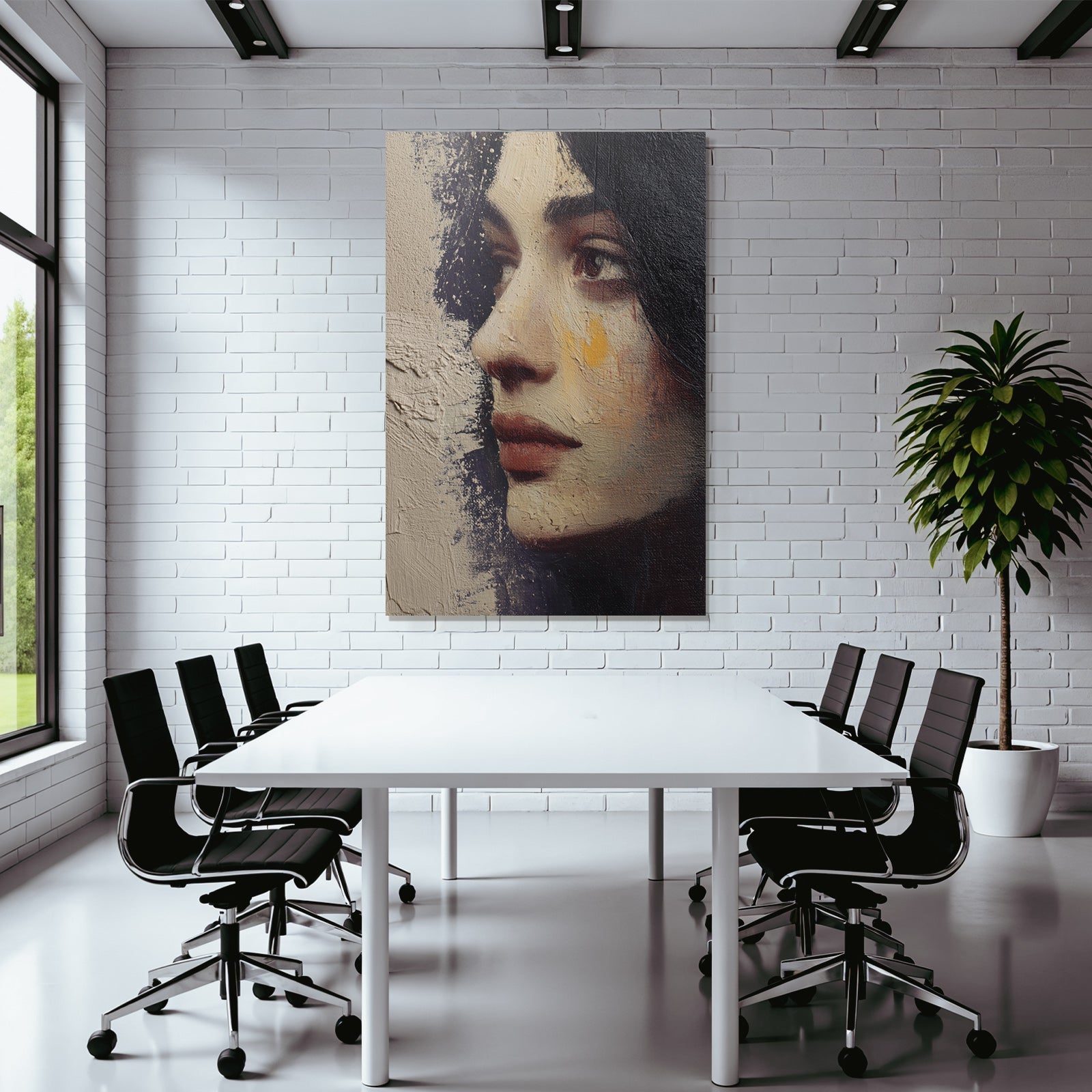 Seitliches Portraet Einer Frau Mit Textur Und Warmen Toenen