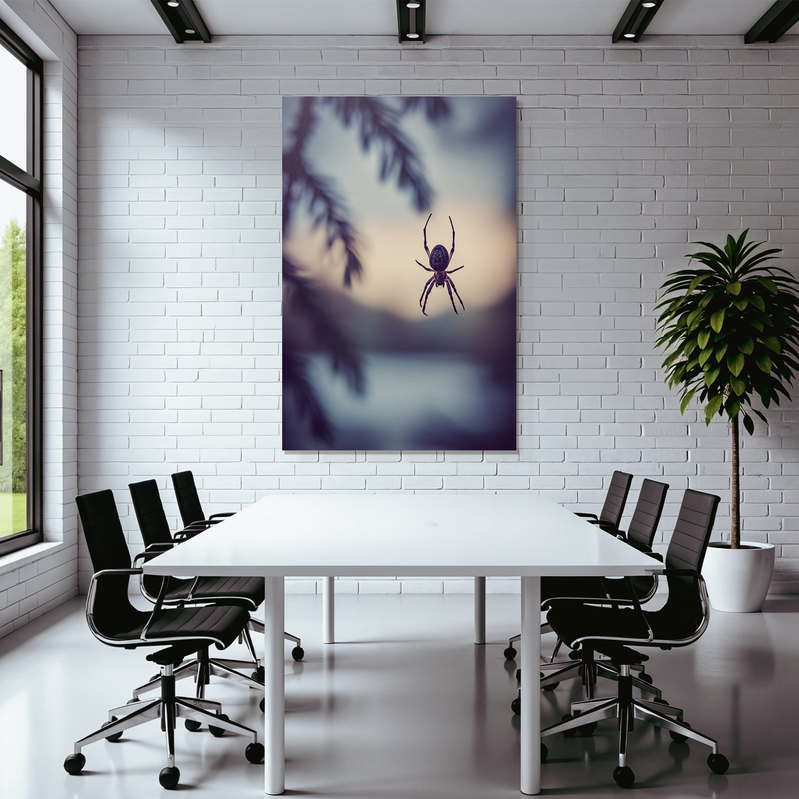 Spider in the world warning image blurred background