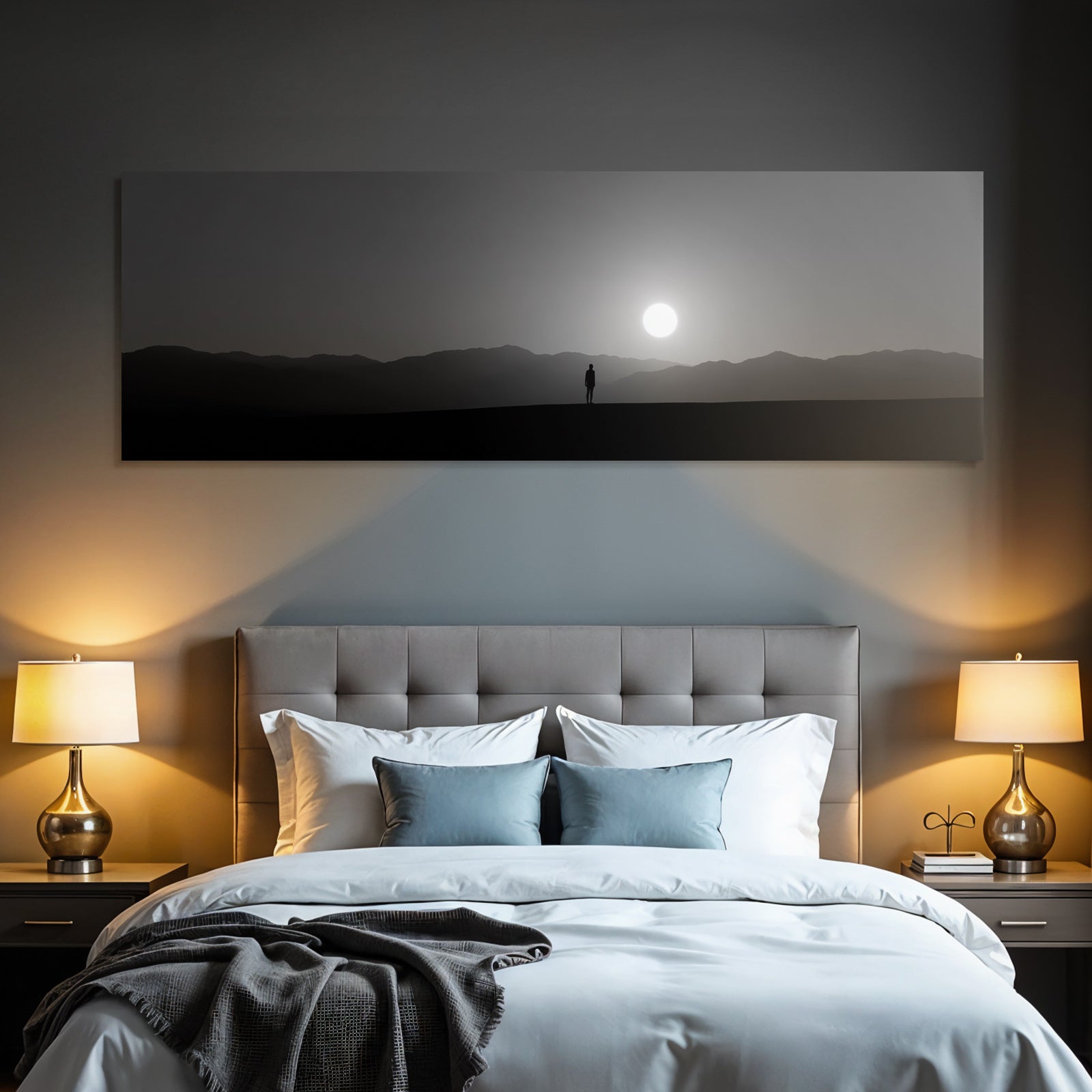 Silhouette Person Landschaft Sonne Monochrom