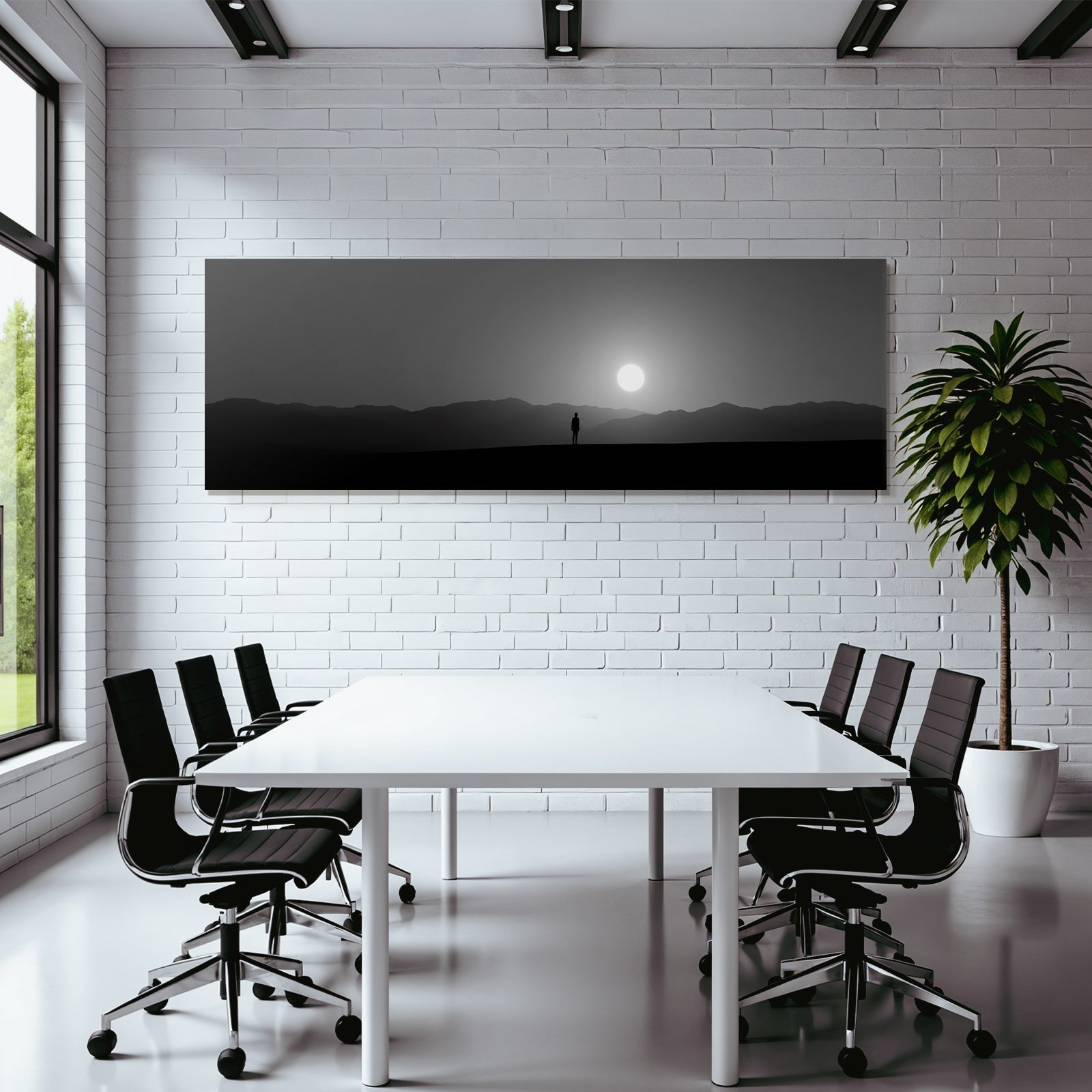 Silhouette Person Landschaft Sonne Monochrom