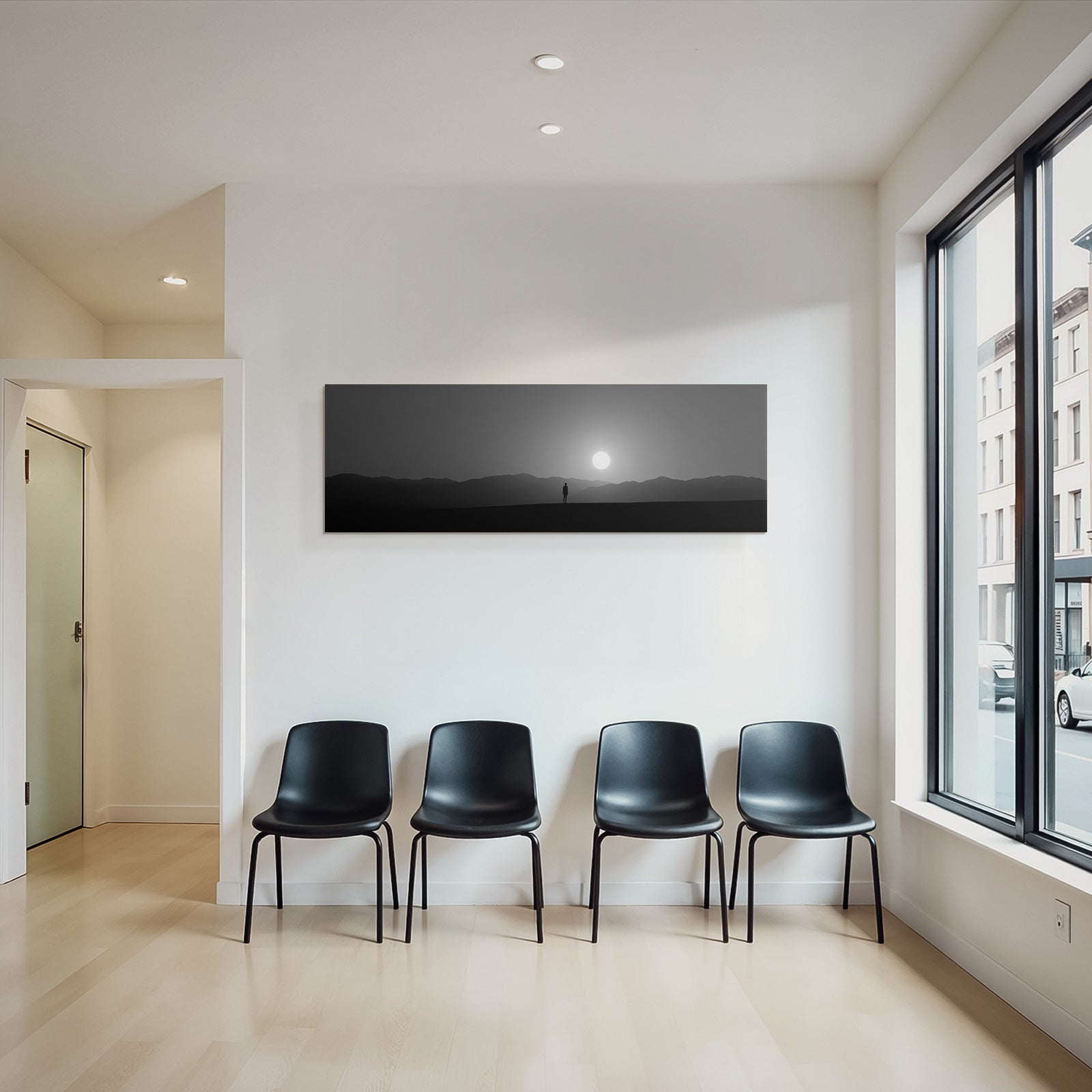 Silhouette Person Landschaft Sonne Monochrom