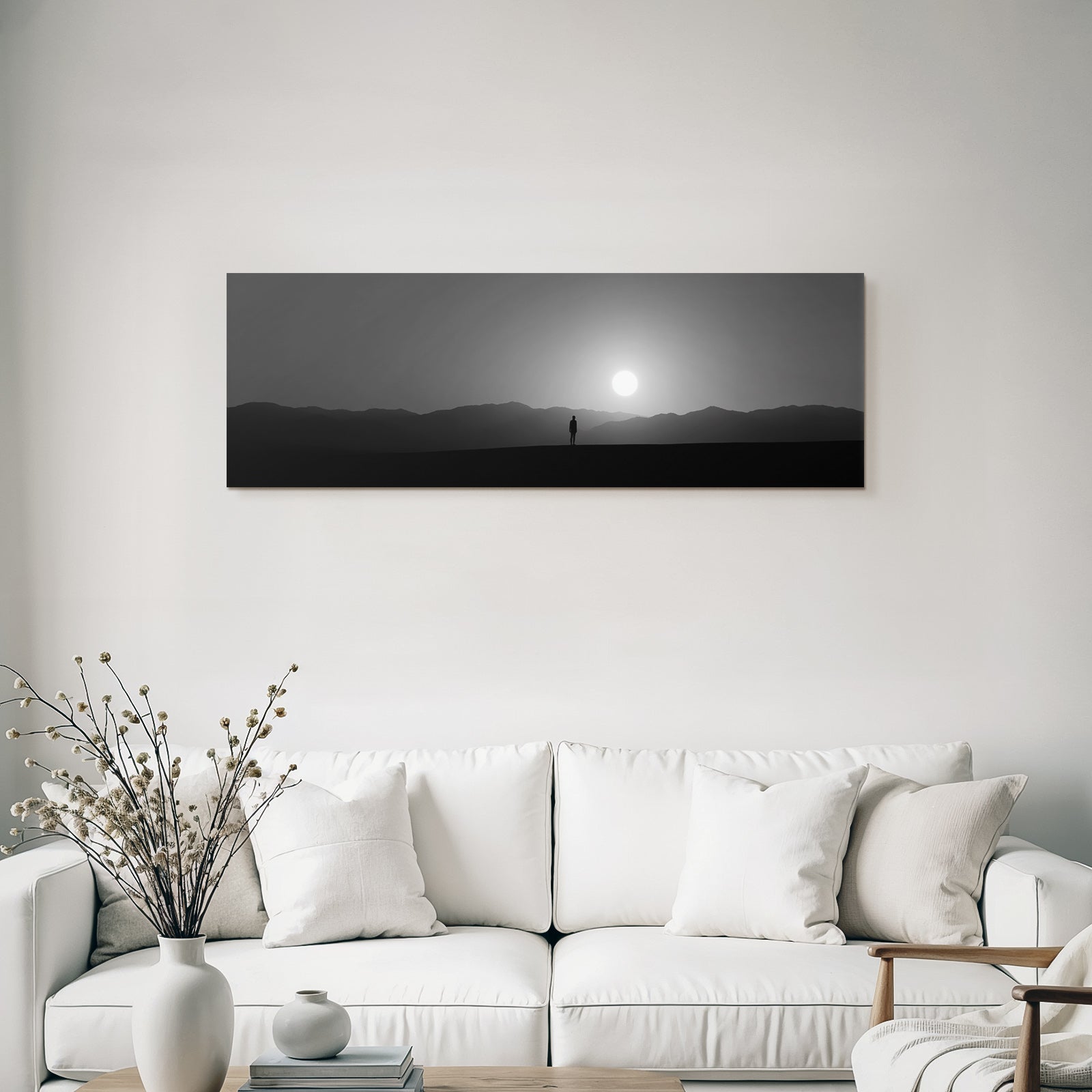 Silhouette Person Landschaft Sonne Monochrom