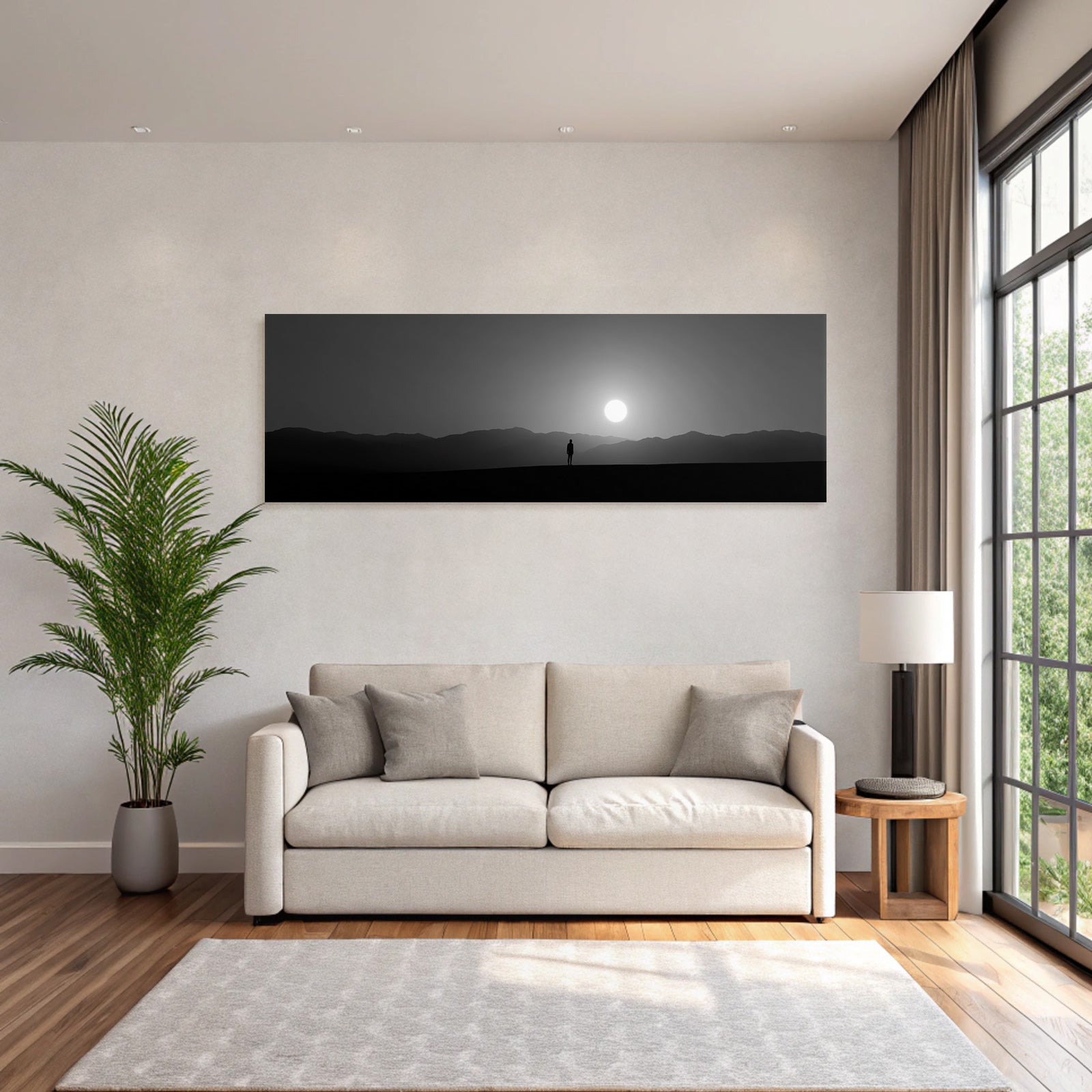 Silhouette Person Landschaft Sonne Monochrom