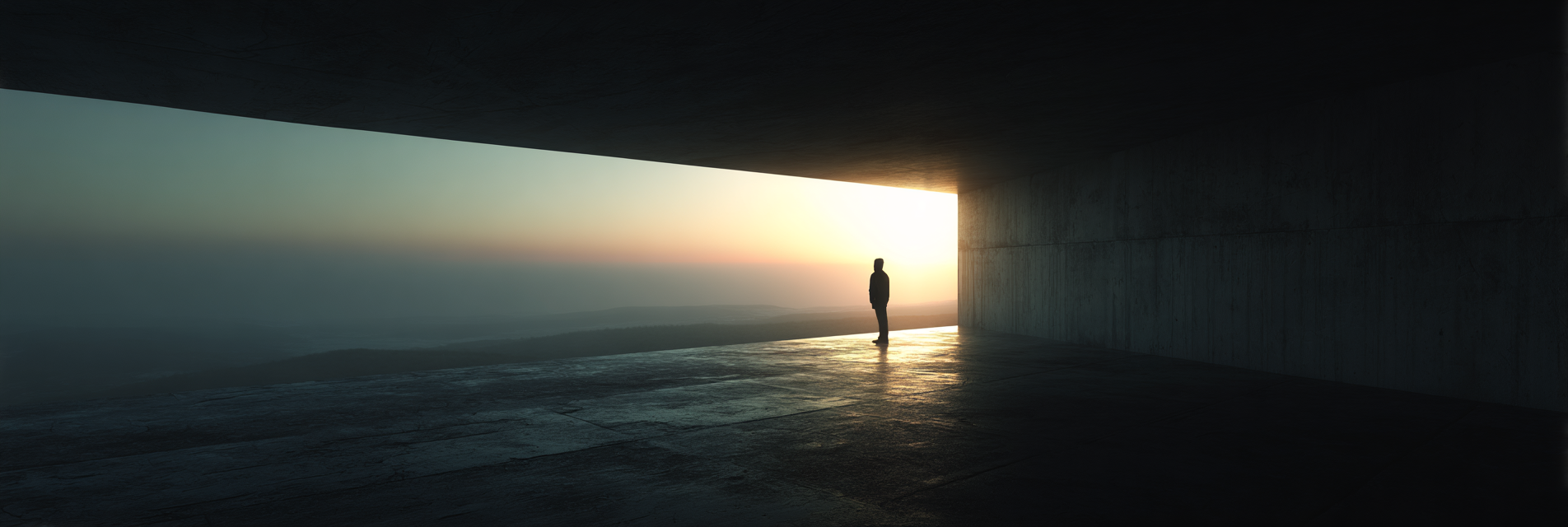 Silhouetten Figur Im Minimalistischen Raum Beim Sonnenuntergang | Fotografie | Kunstgattungen