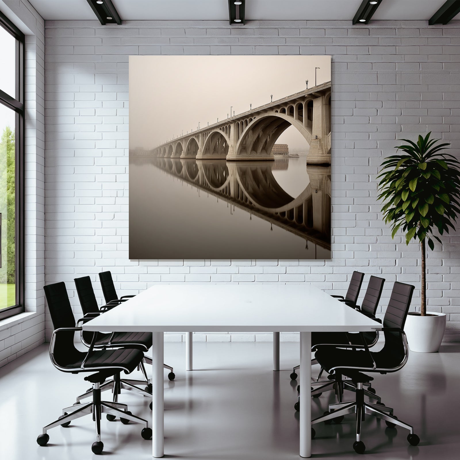 Stone Bridge in the Fog Reflection Calming