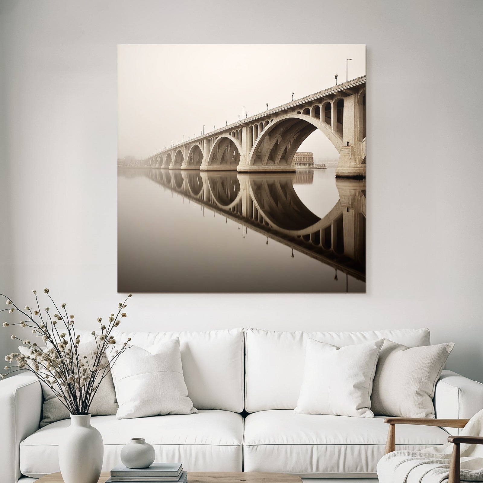 Stone Bridge in the Fog Reflection Calming