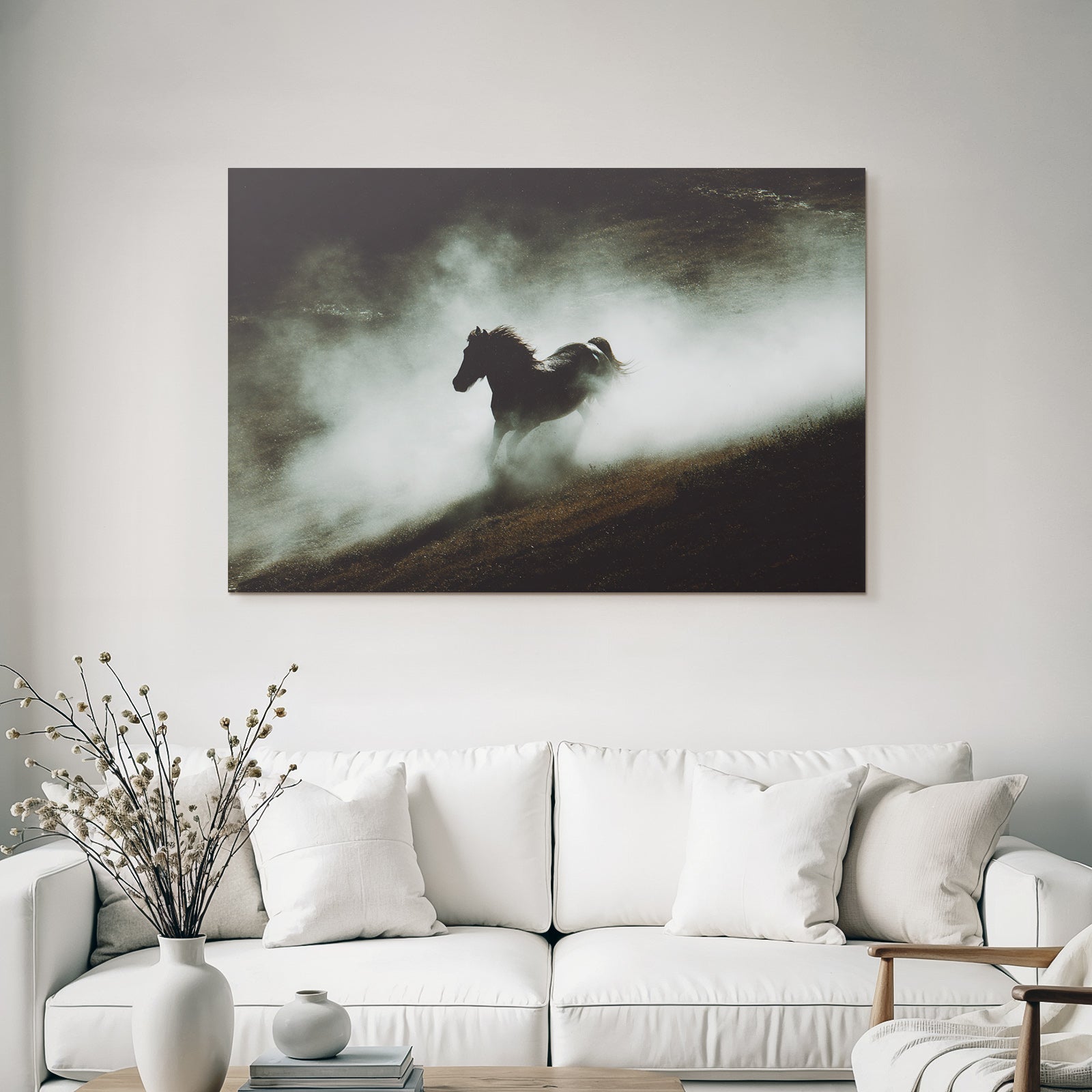 Silhoütte Eines Pferdes Im Nebel