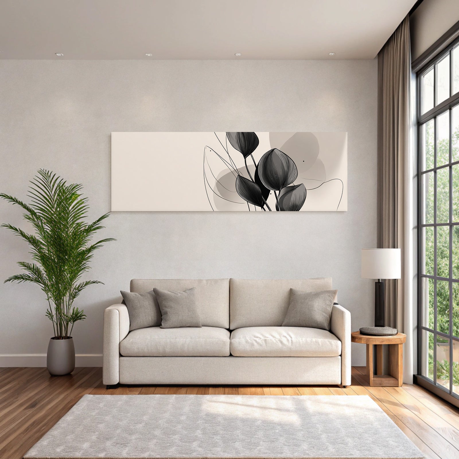 Stylized minimalist illustration of leaves on background