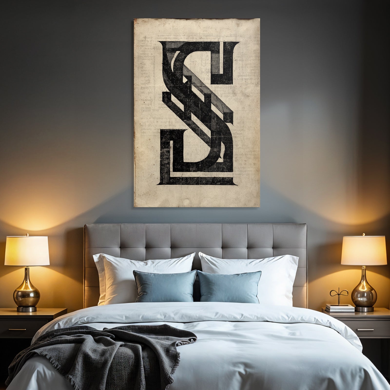 Stylized representation of the letter S with intricate design elements