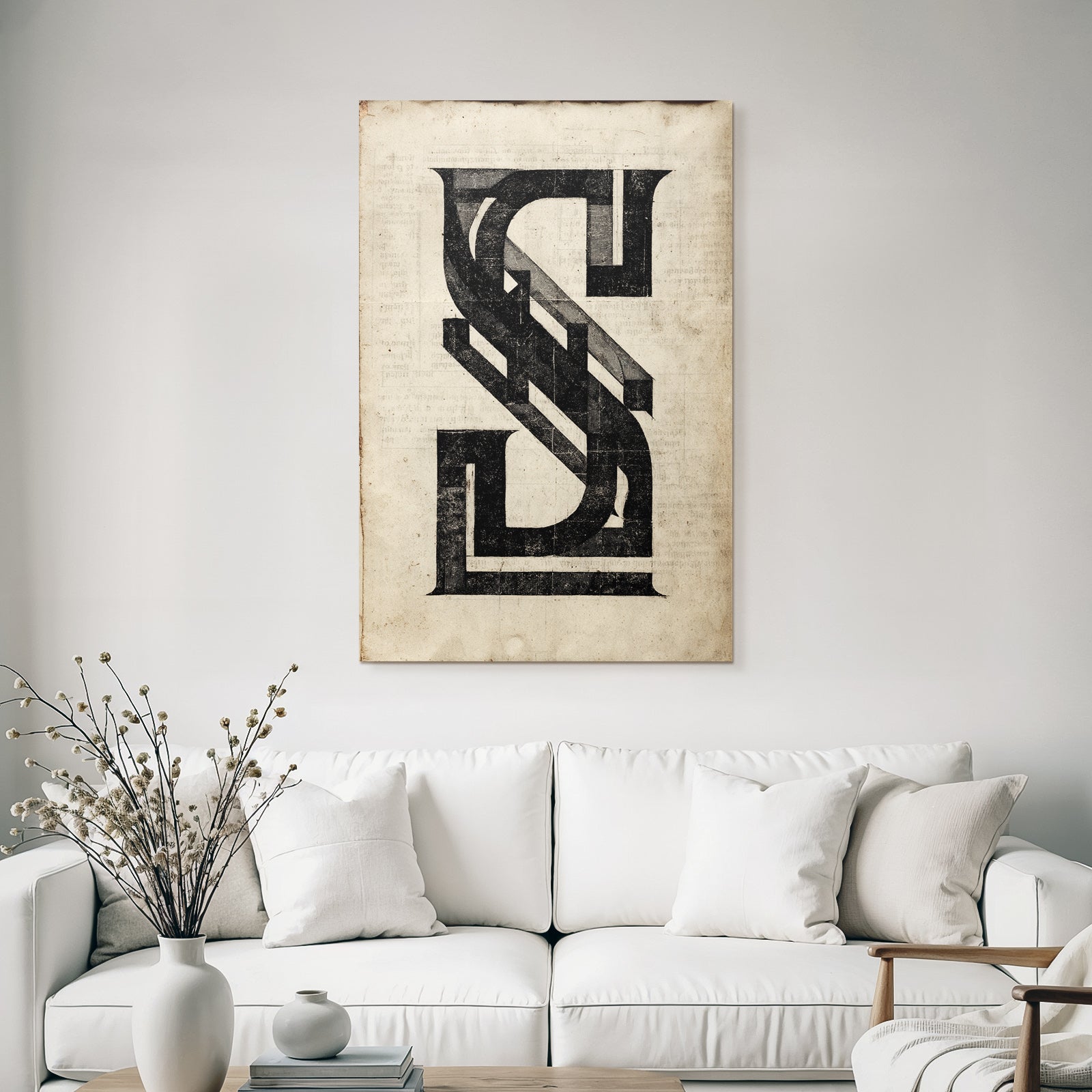 Stylized representation of the letter S with intricate design elements