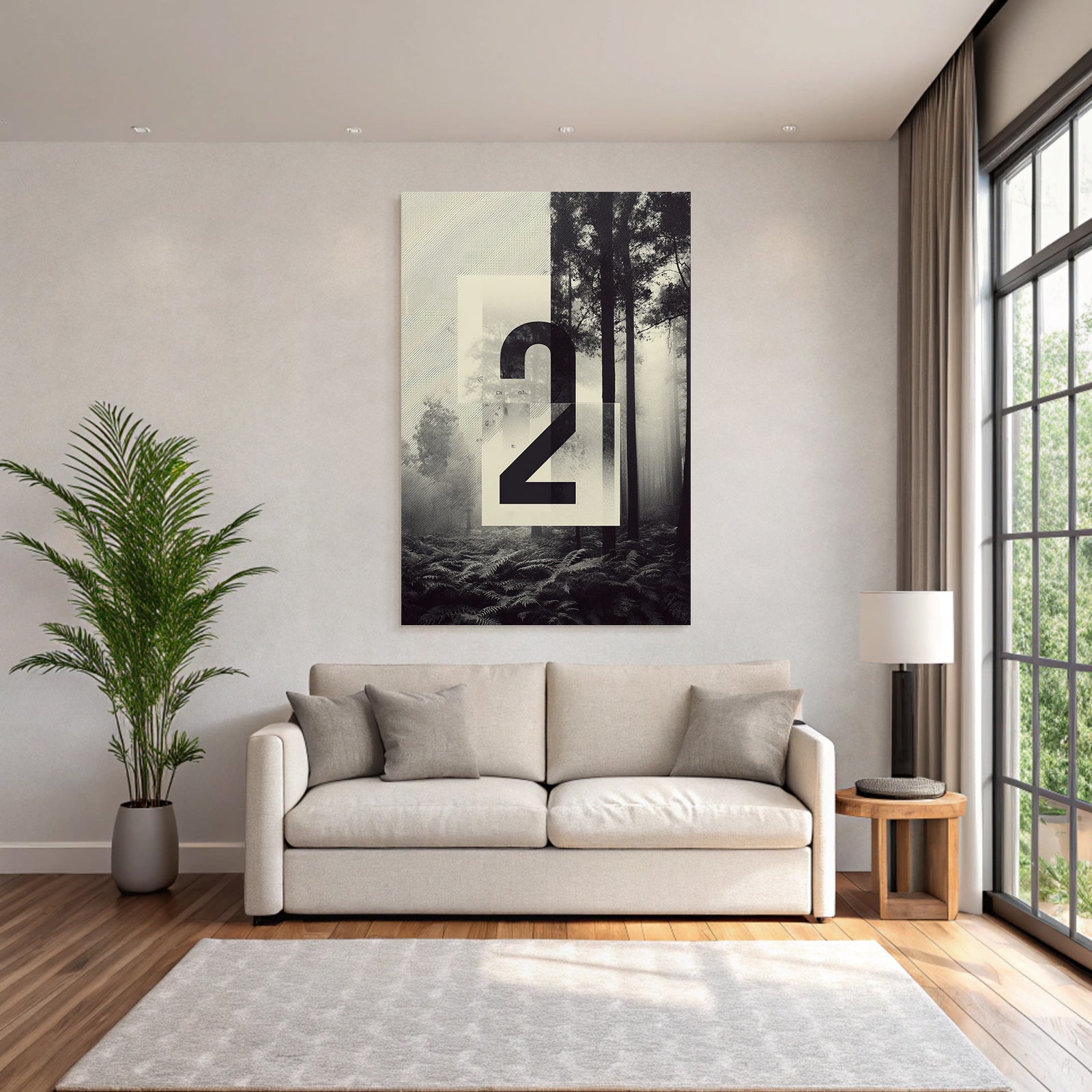 Stylisierte Zwe Overlaid Auf Waldszene Mit Nebel Und Farnen