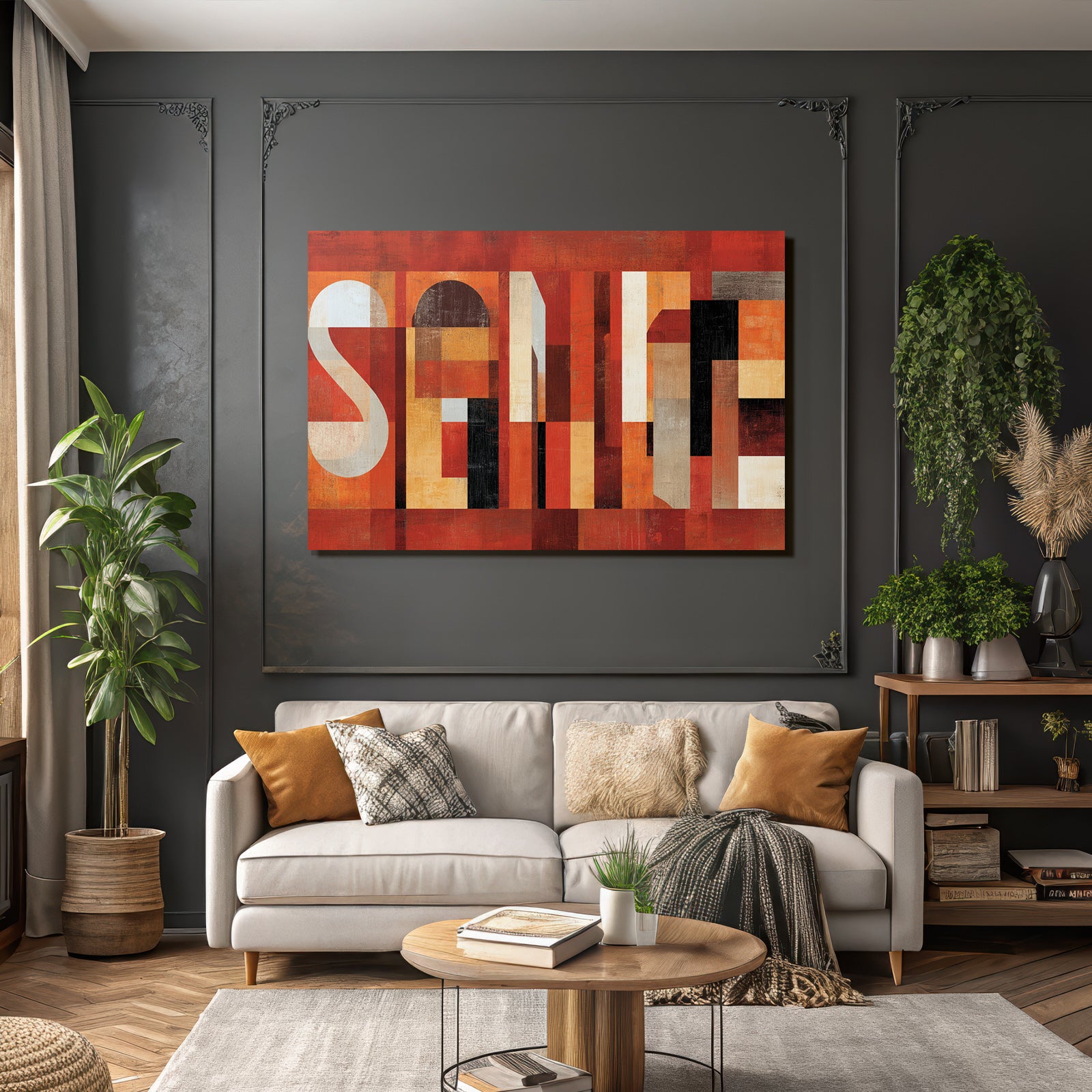 Sinnliche Illustration Geometrische Formen Warme Farbpalette